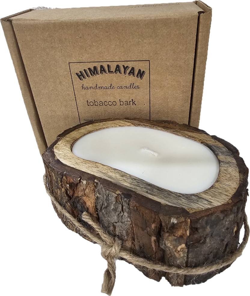 Himalayan Trading Post Irregular Natural Tree Bark Pot 9oz Candle - Tobacco Bark