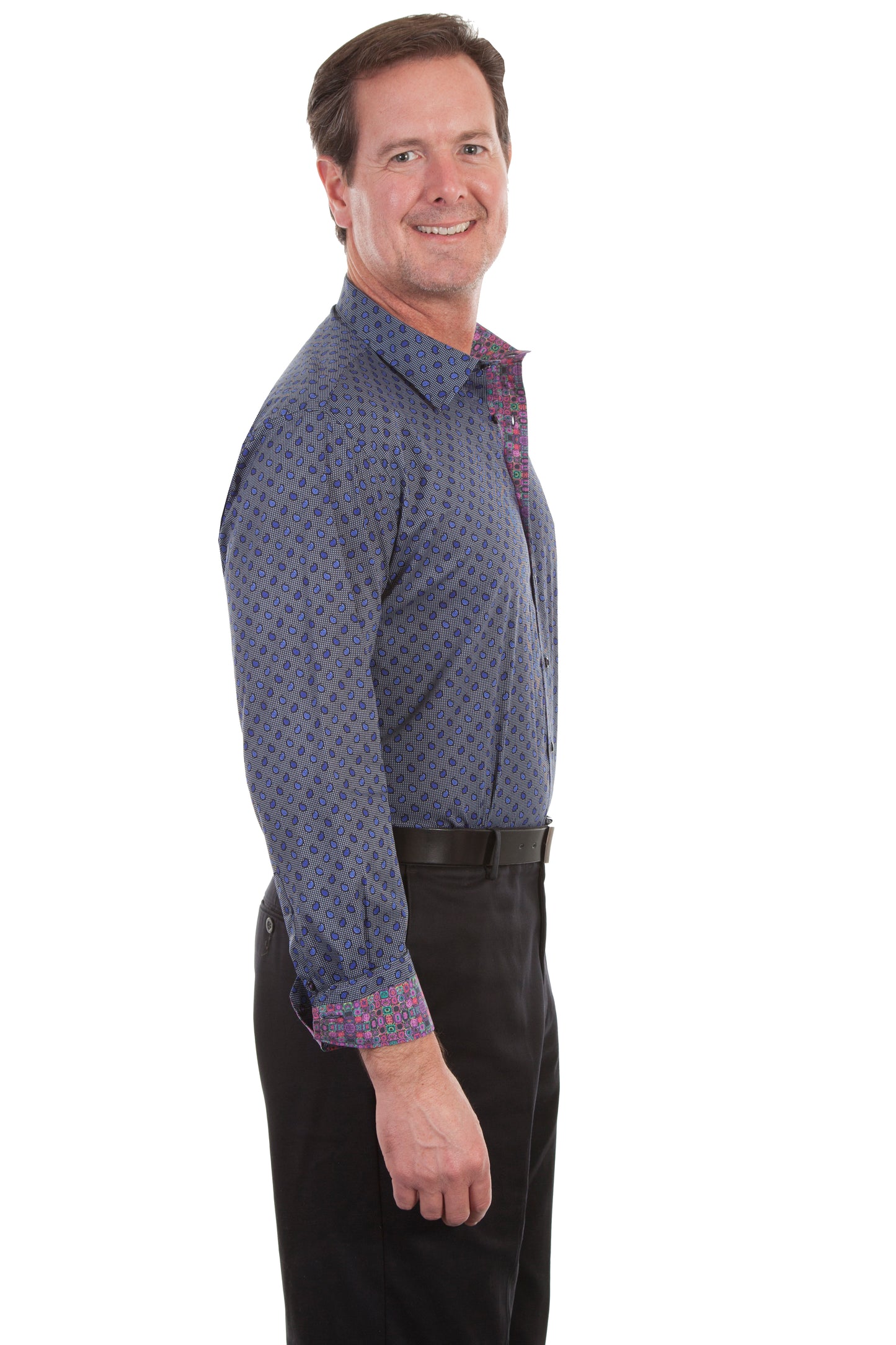 Scully Western Men's Top Shelf Button Paisley Shirt in Blue