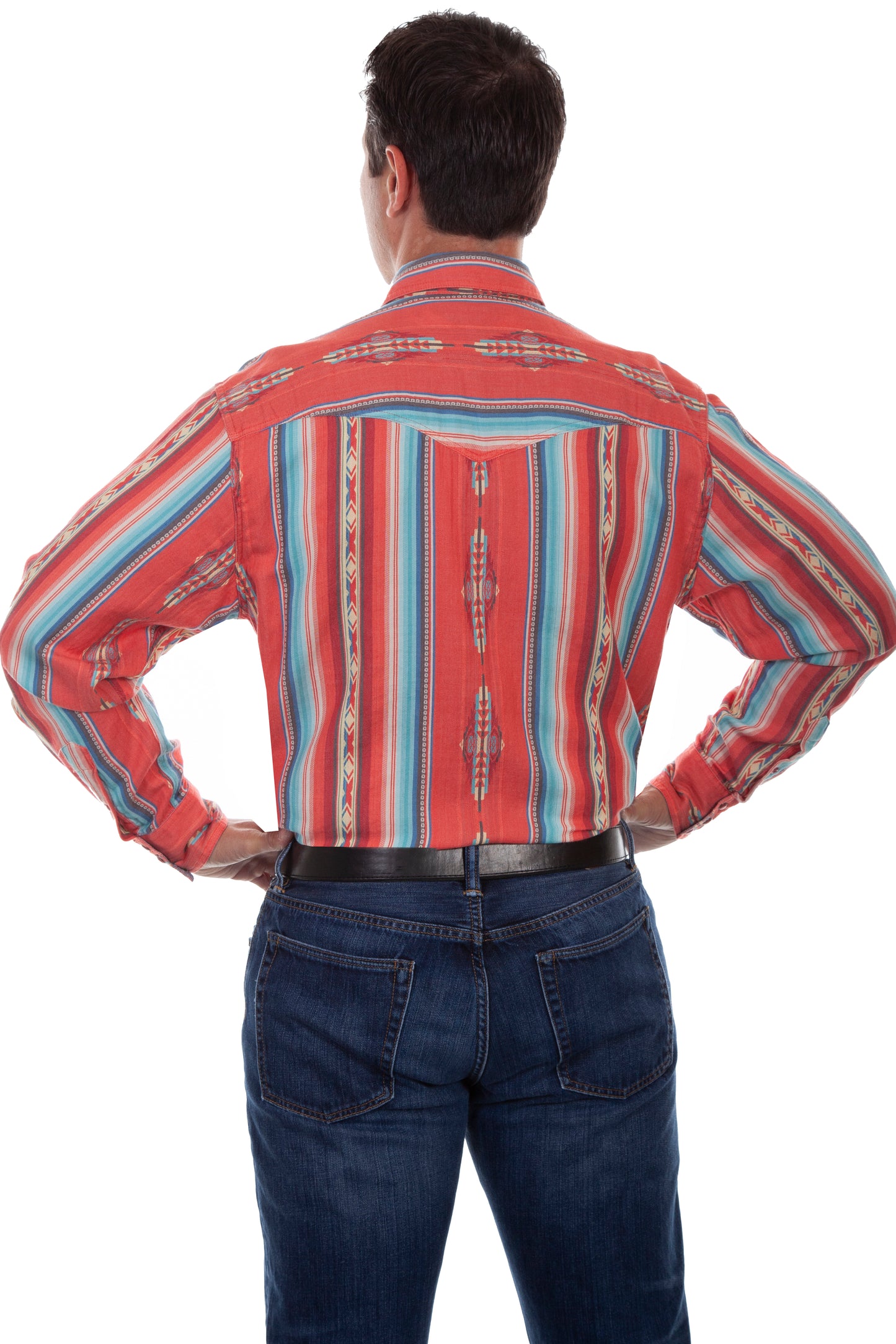 Scully Men's Southwest Signature Shirt in Coral