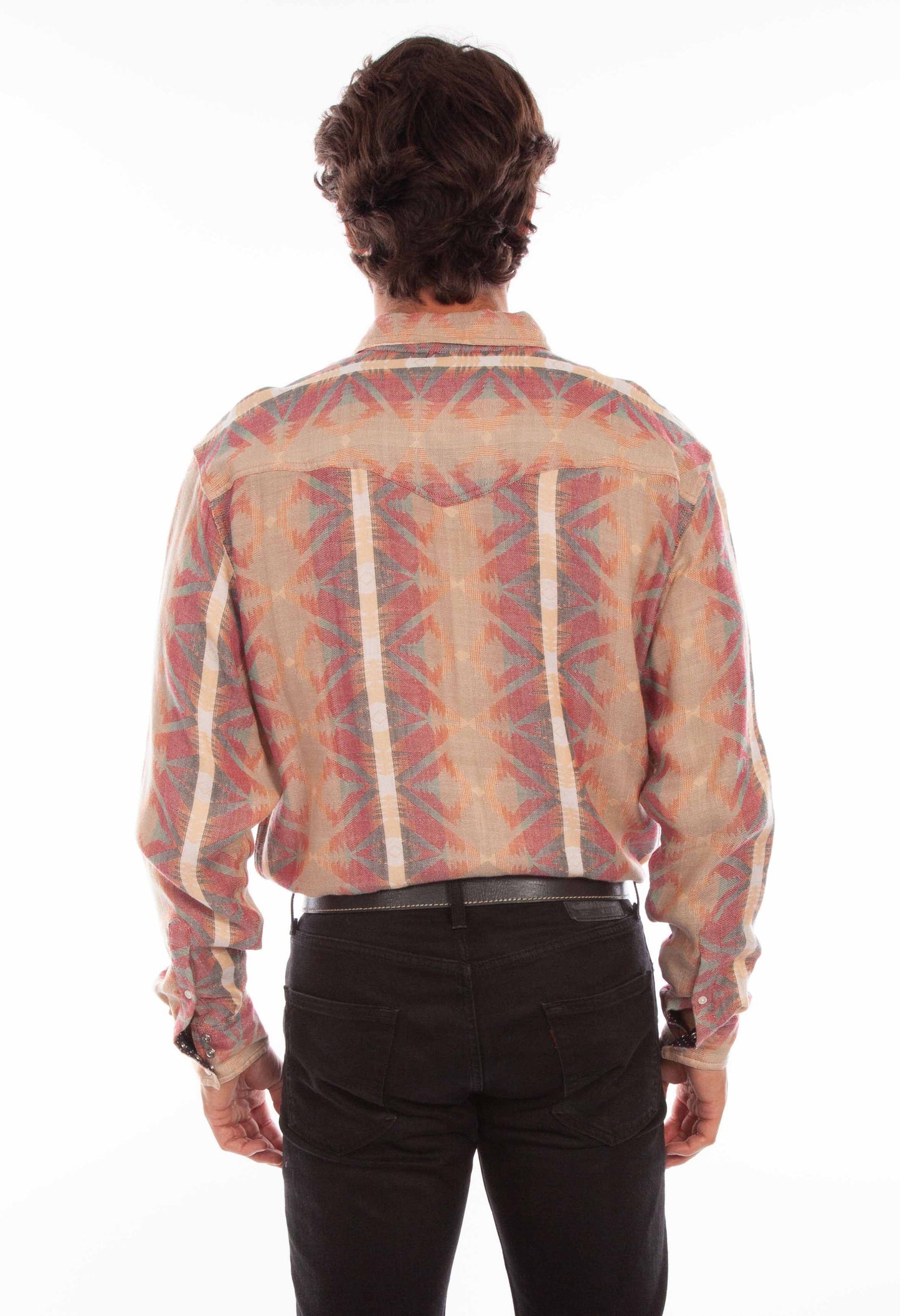 Scully Western Men's Signature Southwest Print Snap Shirt in Natural