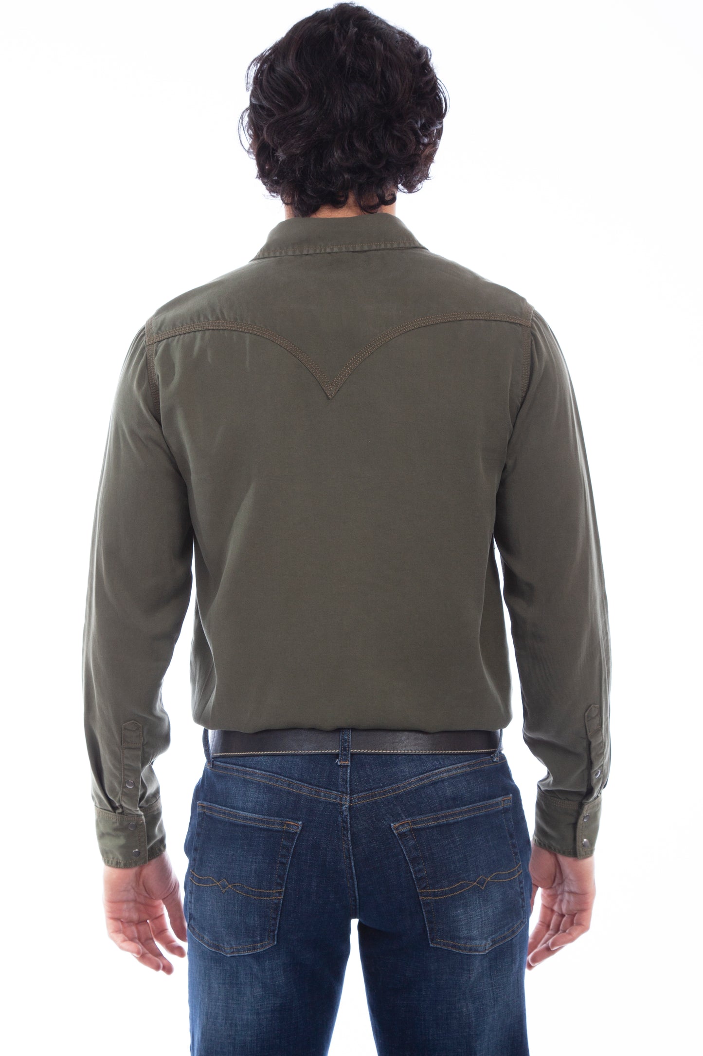 Scully Western Men's Snap Front Tencel Shirt in Army