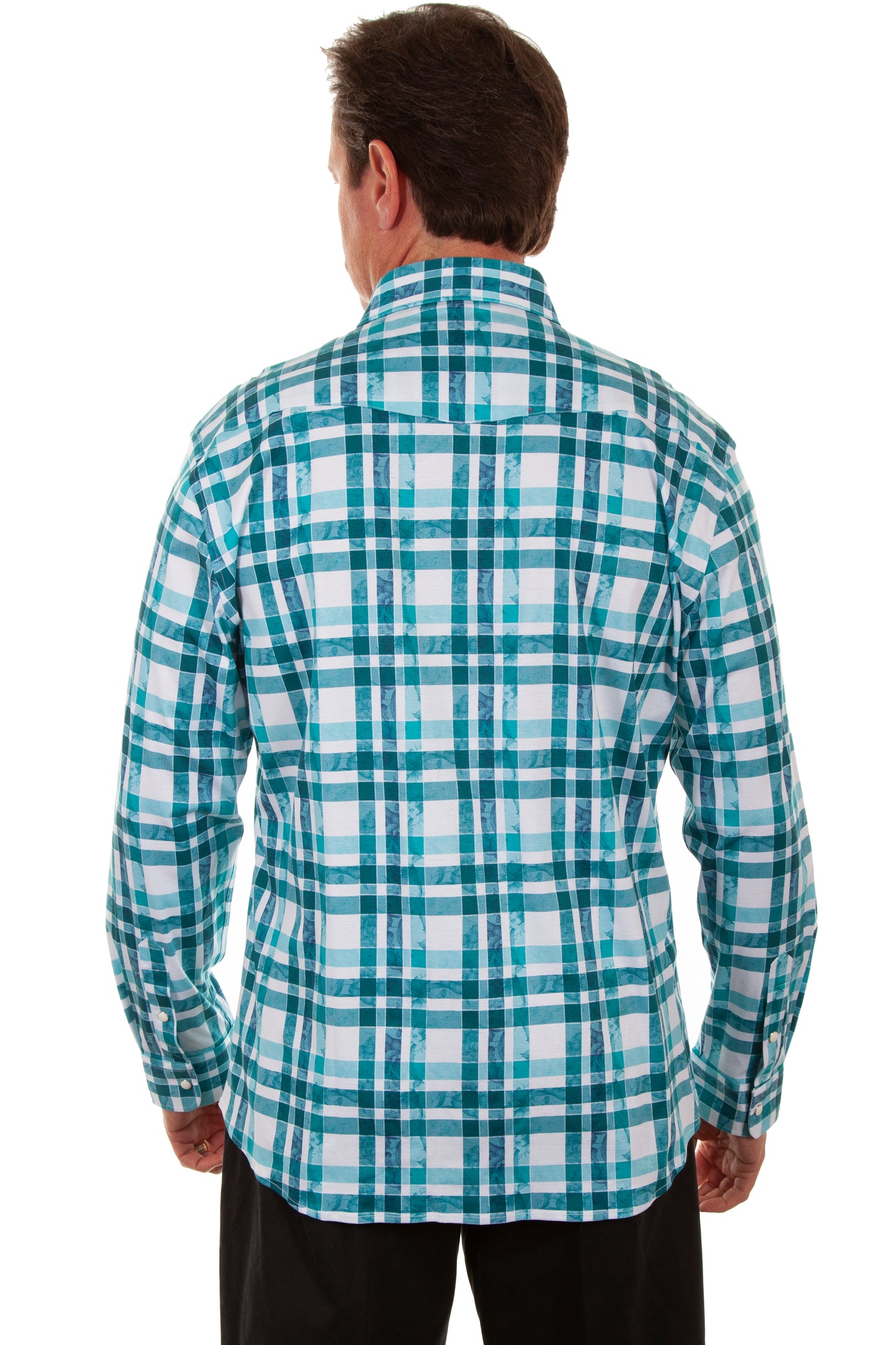 Scully Western Men's Signature Soft Series Plaid Long Sleeve Shirt in Green
