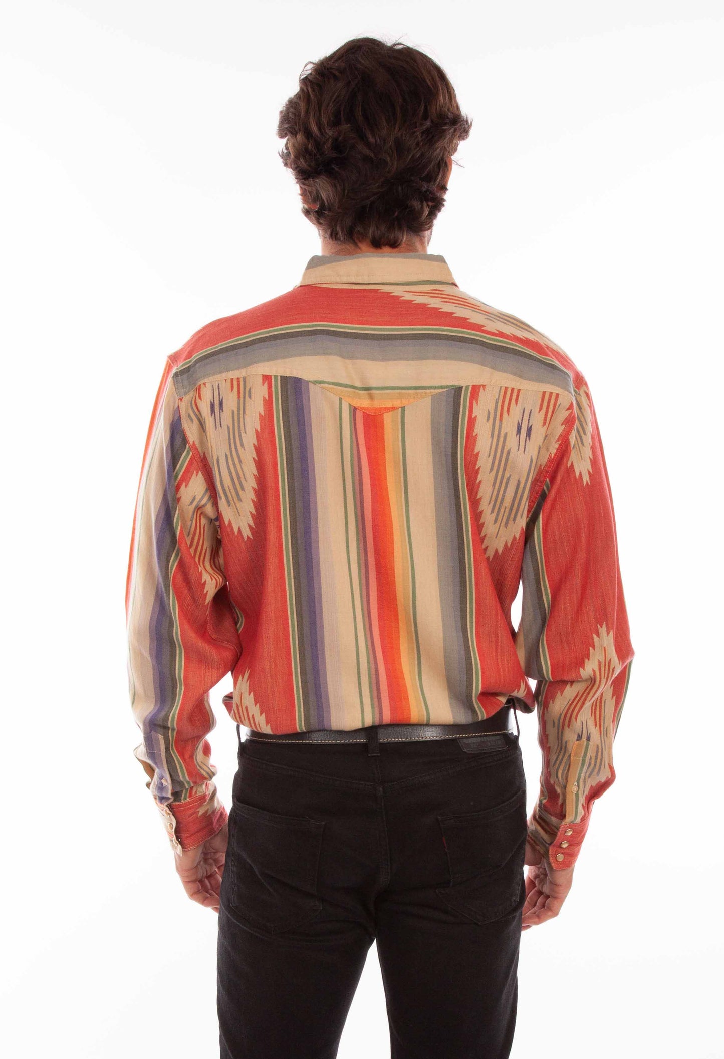 Scully Western Men's Jacquard Stripe Snap Shirt in Serape