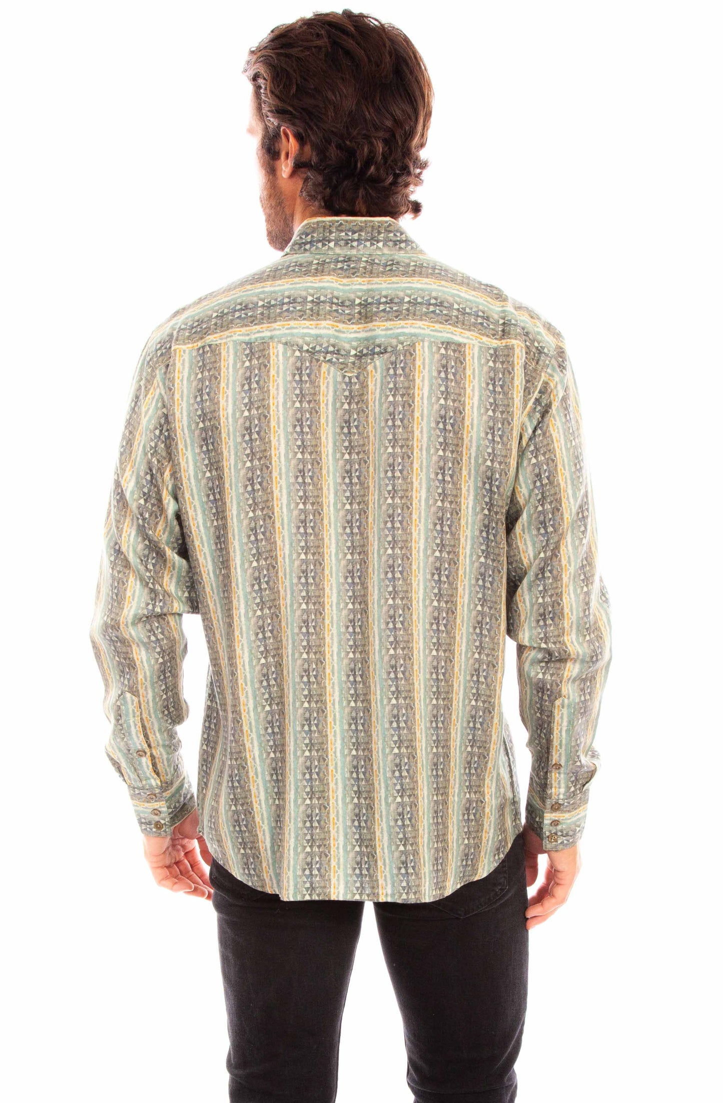 Scully Men's Signature Stripe Tencel Shirt in Earth