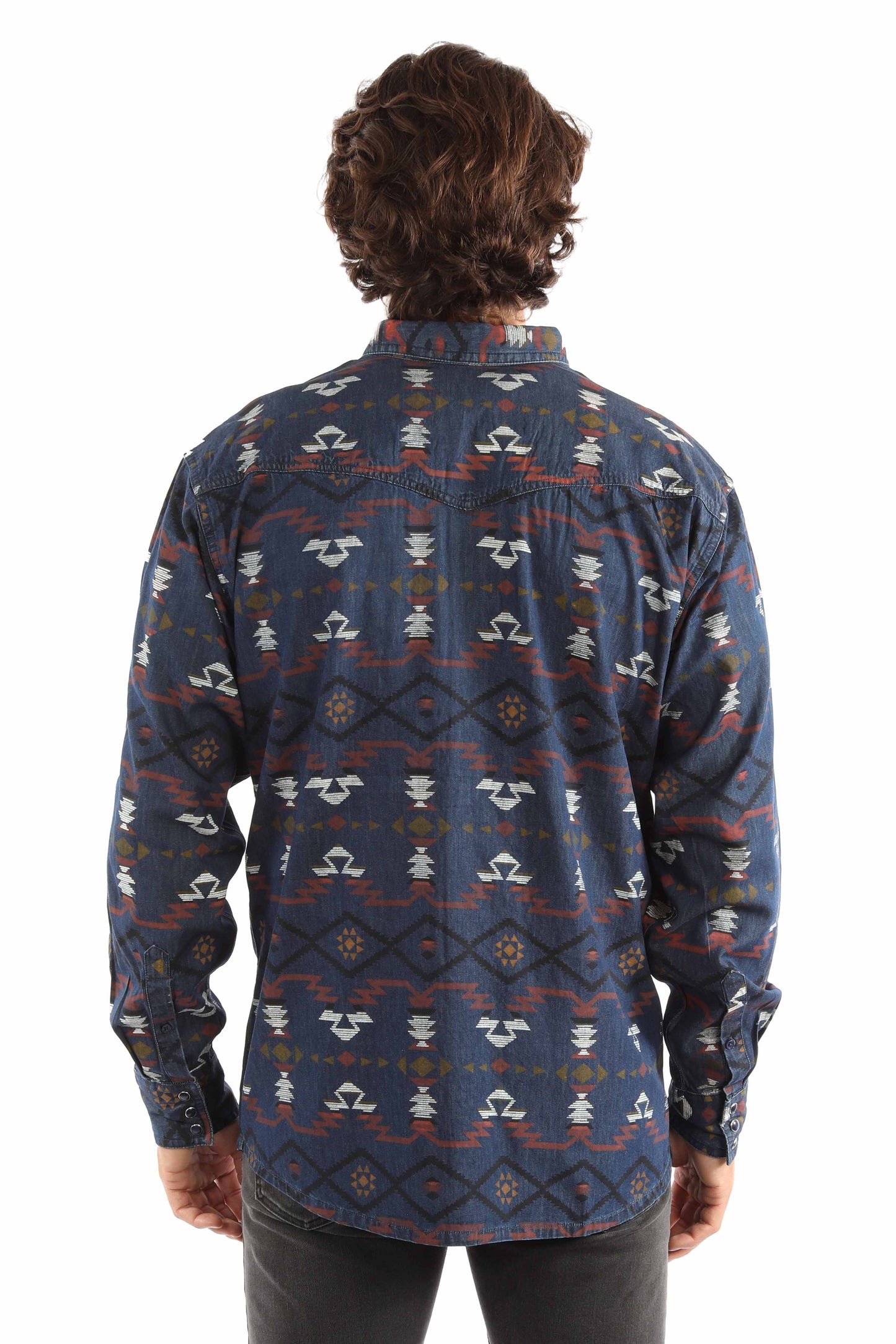 Scully Western Men's Southwest Print Snap Shirt in Blue
