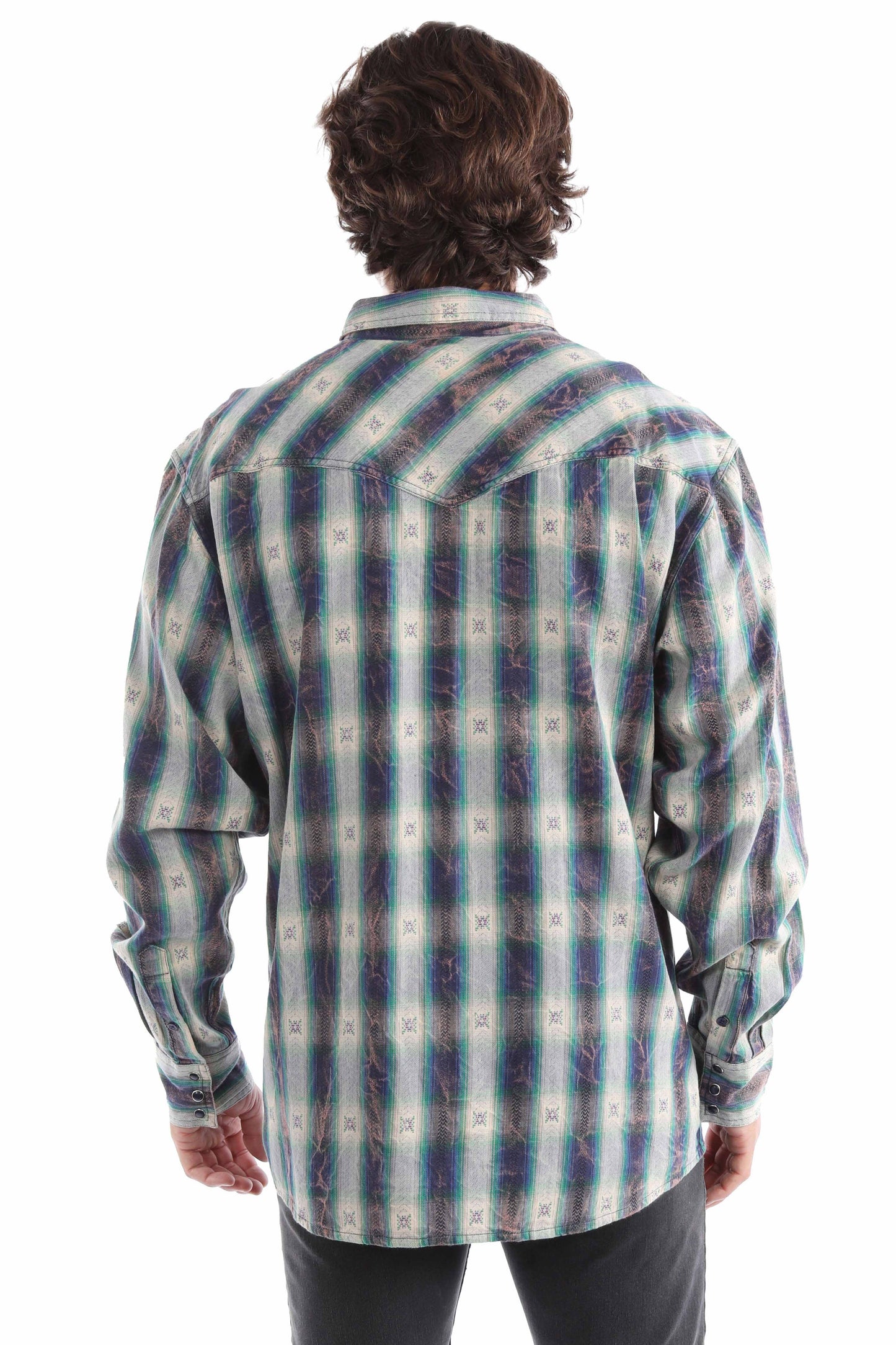 Scully Men's Marble Washed Dobby Signature Shirt in Purple-Cream
