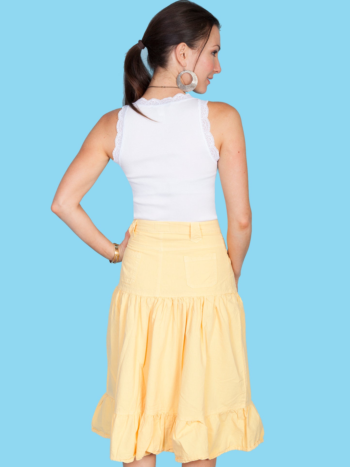 Scully Women's Jean Style Belt Loop Skirt in Yellow