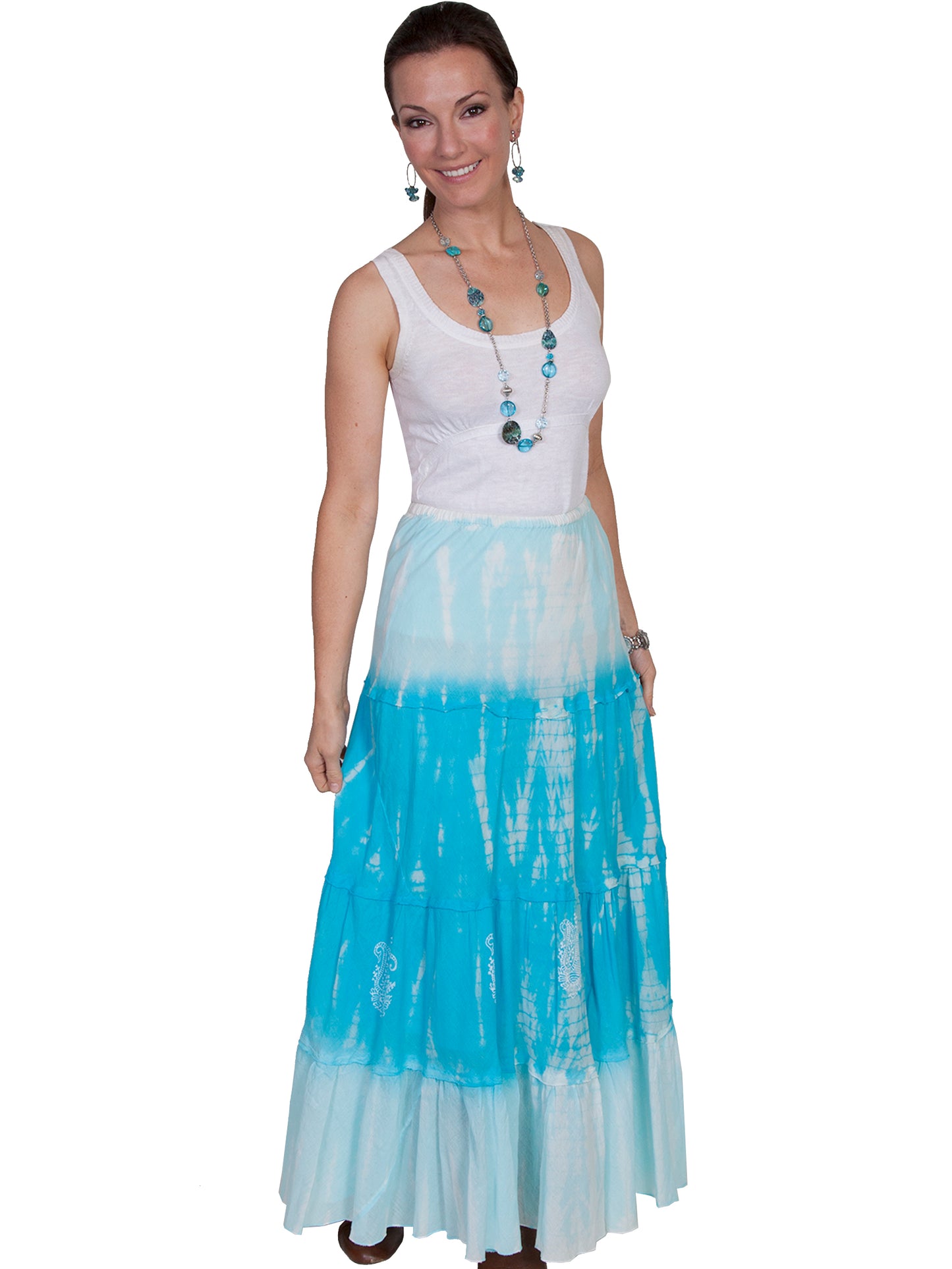 Scully Cantina Women's Summer Winds Tie Dye Skirt in Turquoise