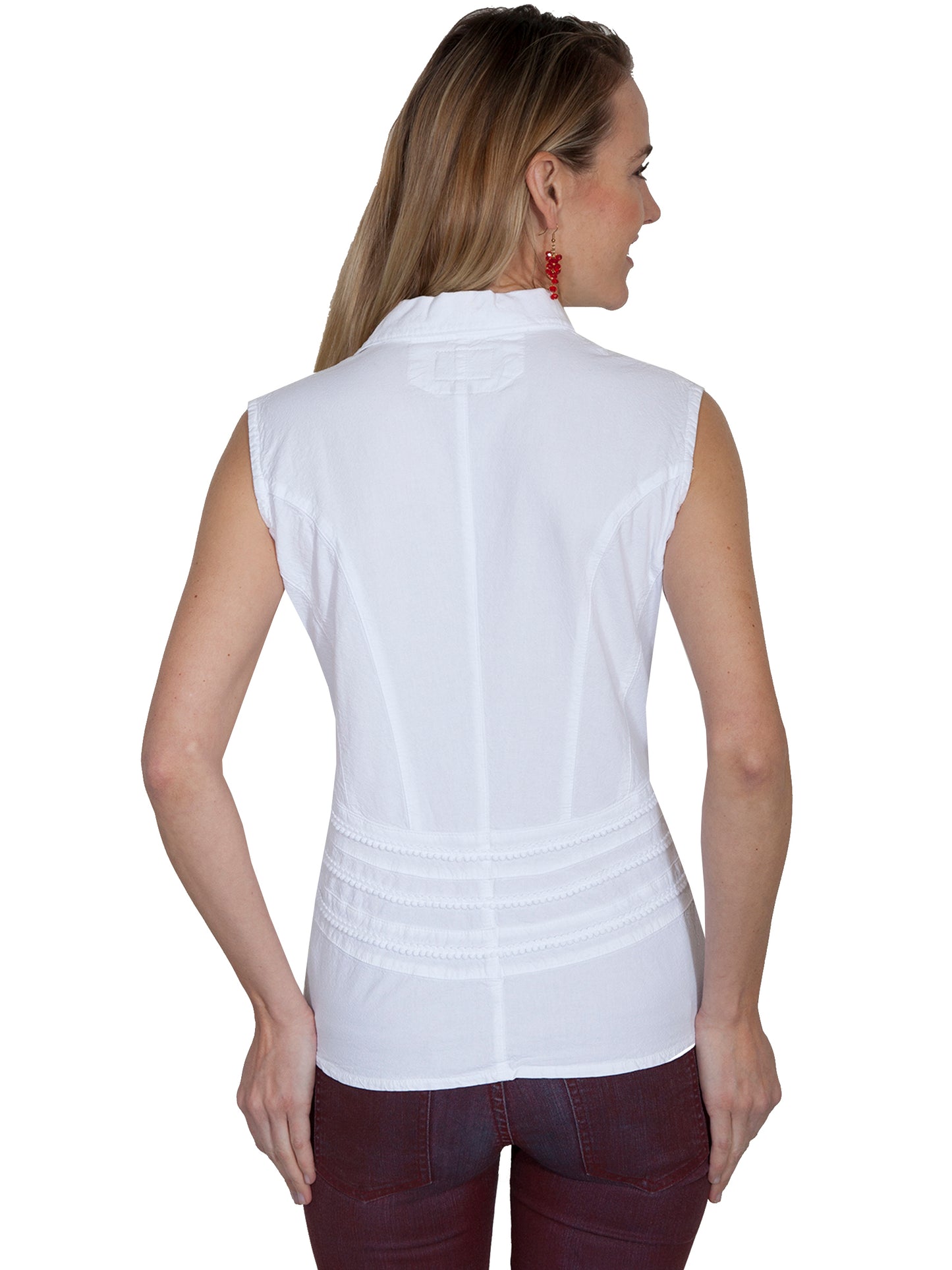 Scully Cantina Women's Button Front Sleeveless Blouse in White