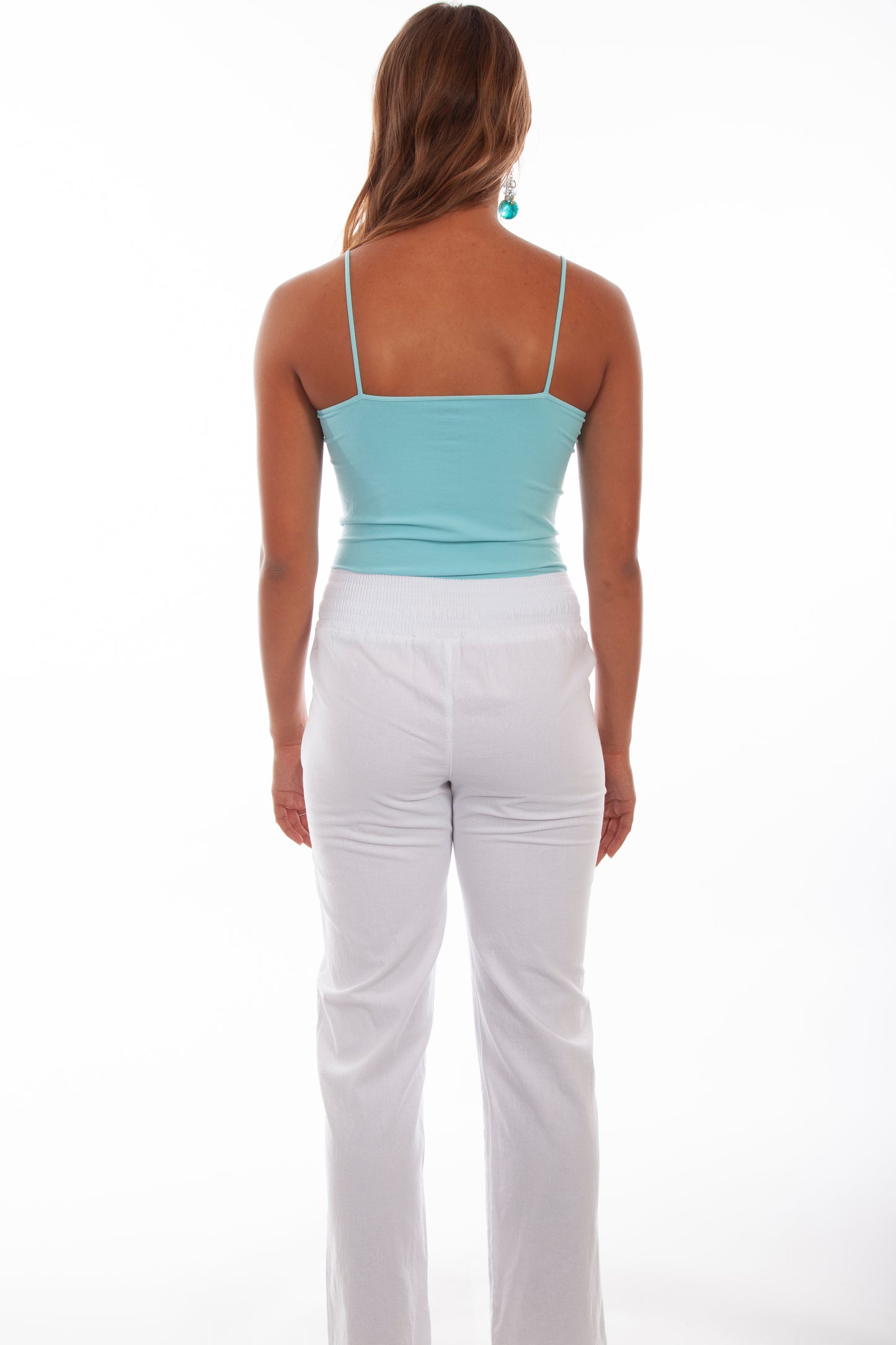 Scully Women's Elastic Waist Crochet Front Pant in White