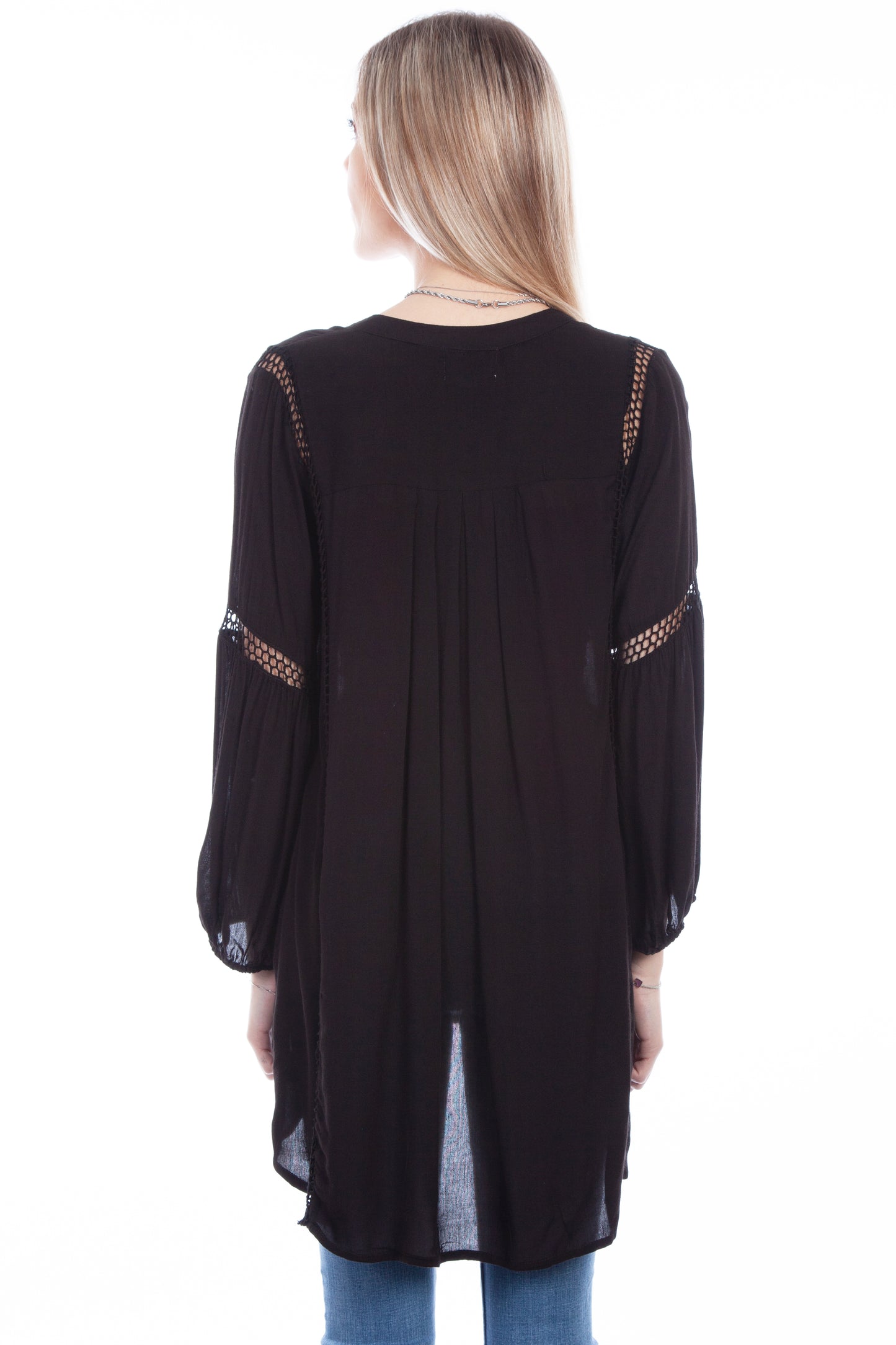 Scully Western Women's Tunic with Waffle Weave Insets in Black