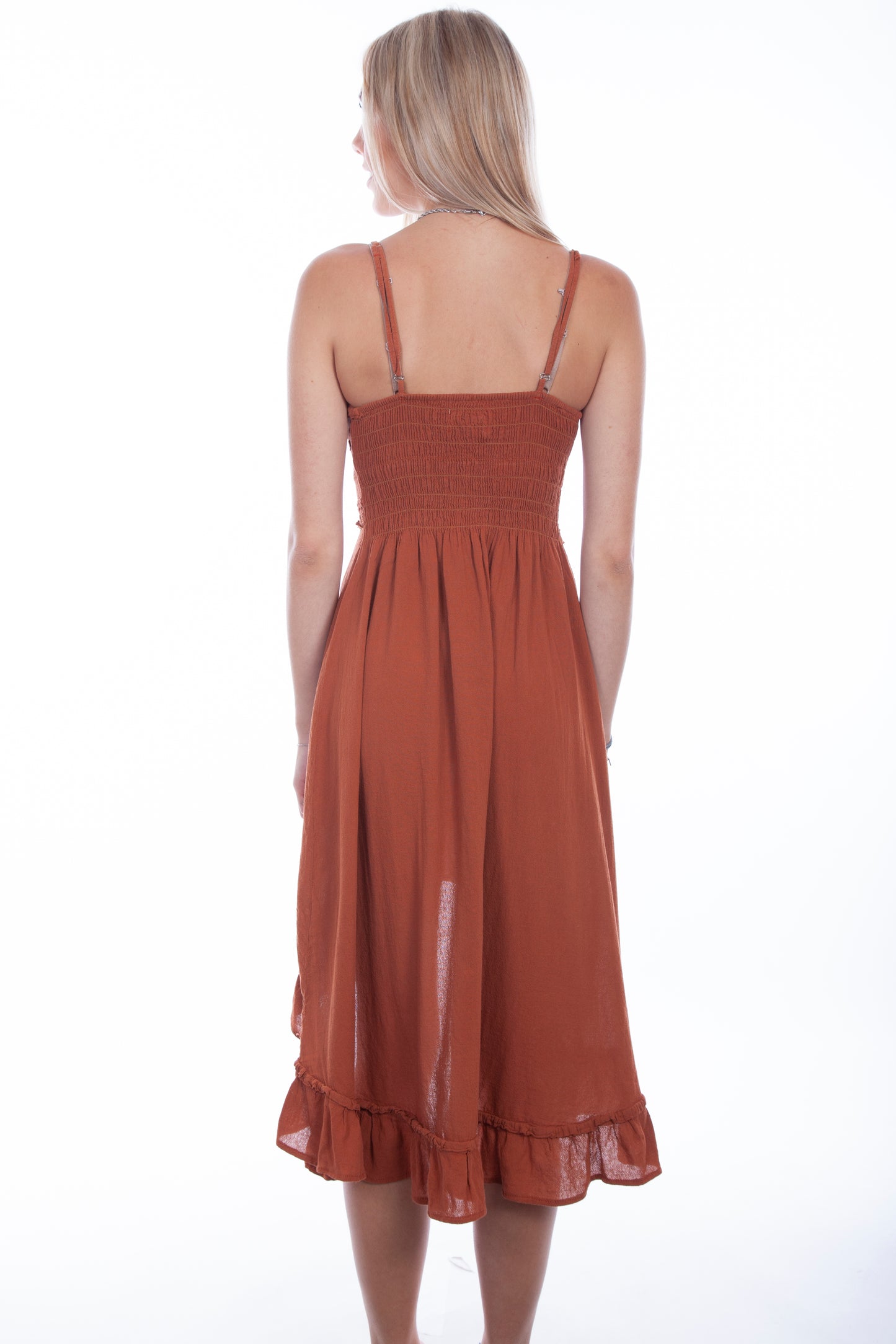 Scully Women's Embroidered Spaghetti Strap Dress in Ginger