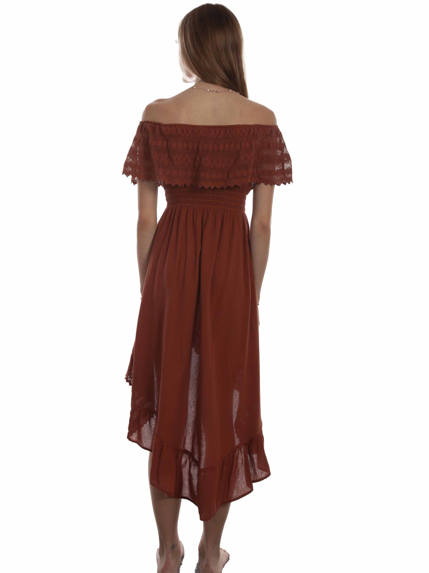 Scully Western Women's Off Shoulder Hi/lo Dress in Ginger