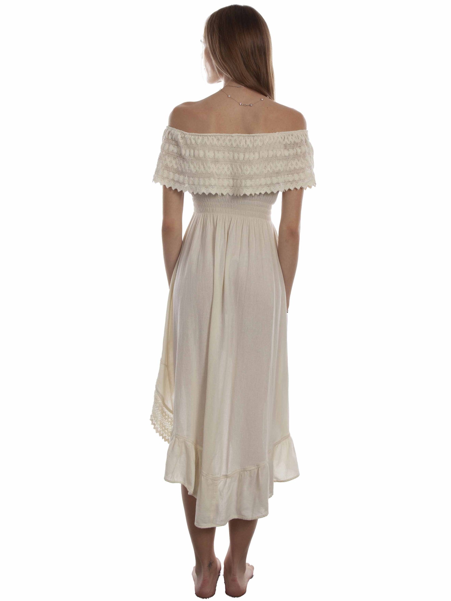 Scully Western Women's Off Shoulder Hi/lo Dress in Vanilla