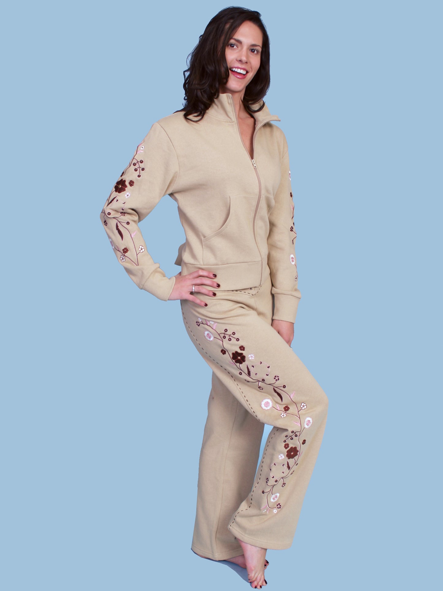 Scully Women's Floral Stud Embroidered Jacket in Khaki