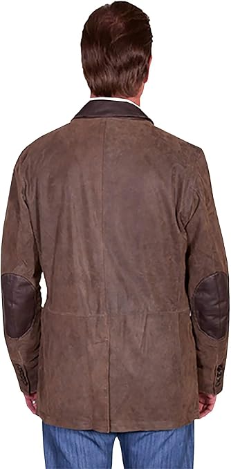 Scully Men's Leather Blazer with Elbow Patches in Brown