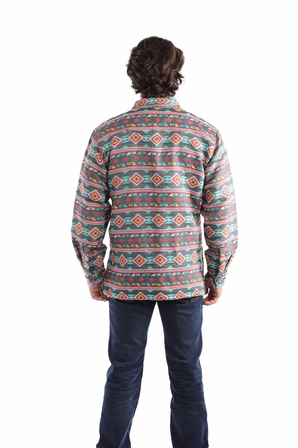 Scully Men's Southwest Aztec Black Turquoise Cotton Shirt in Black-Turquoise