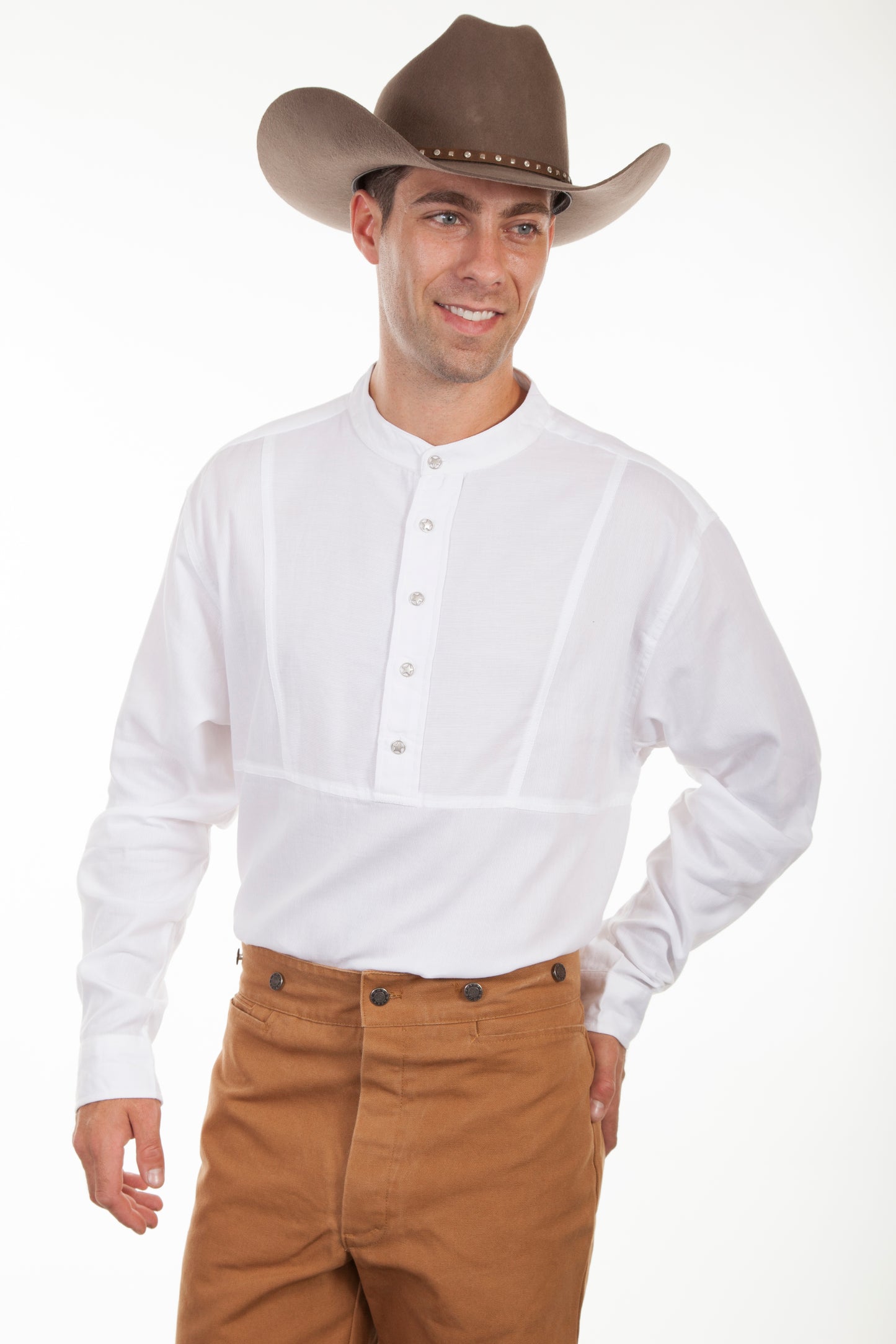 Scully Western Men's Cotton Pique Pullover Shirt in White