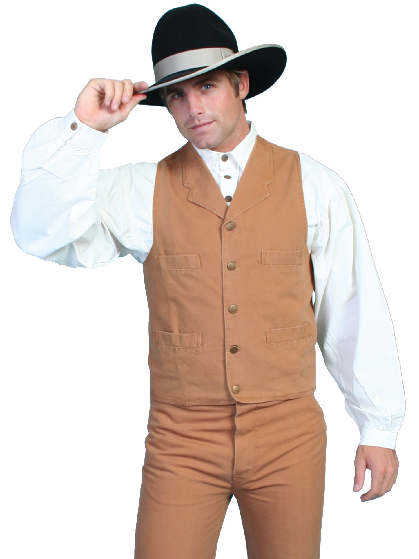 Scully RangeWear Men's Western Canvas Vest in Brown