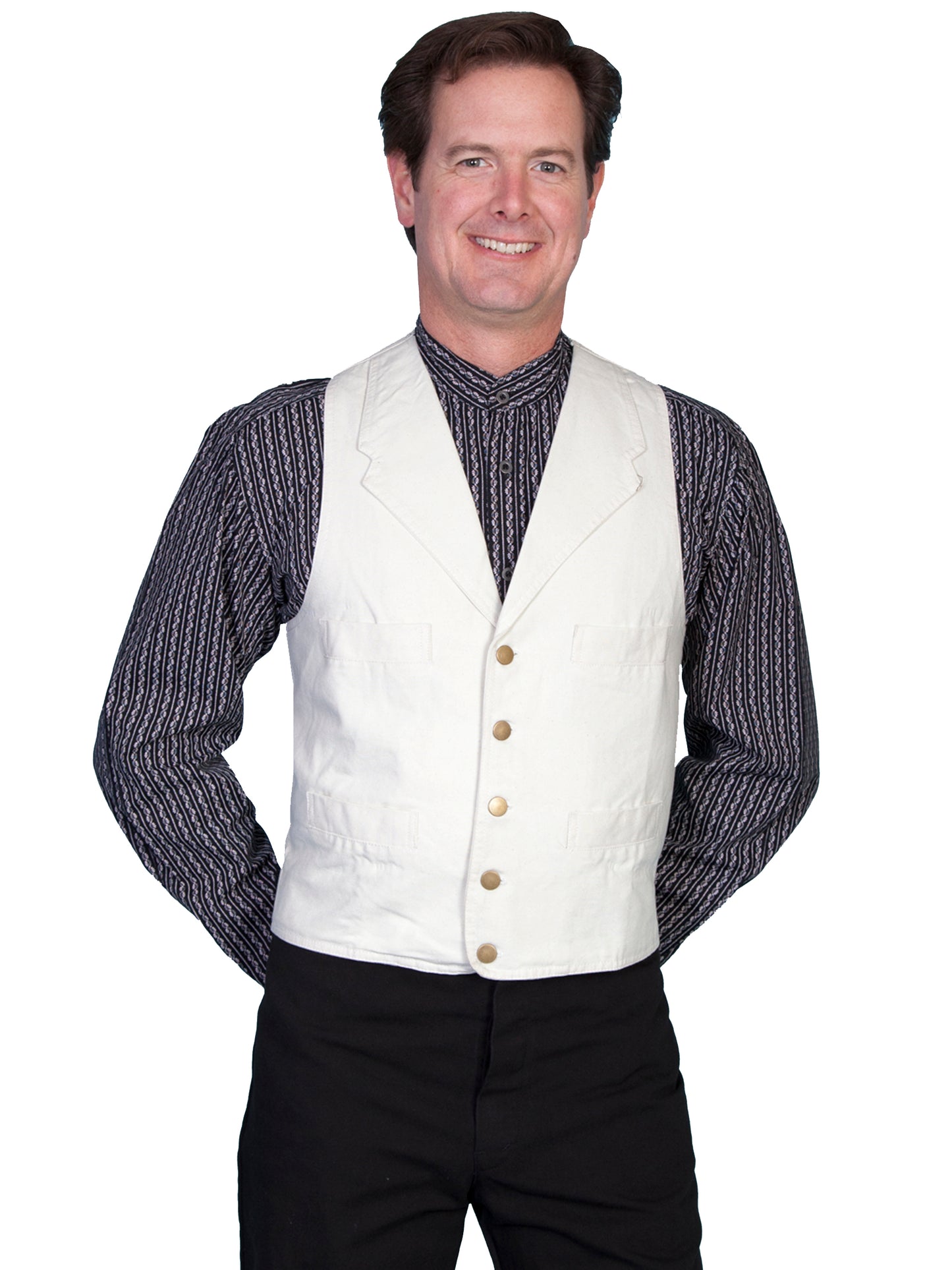 Scully RangeWear Men's Western Canvas Vest in Natural