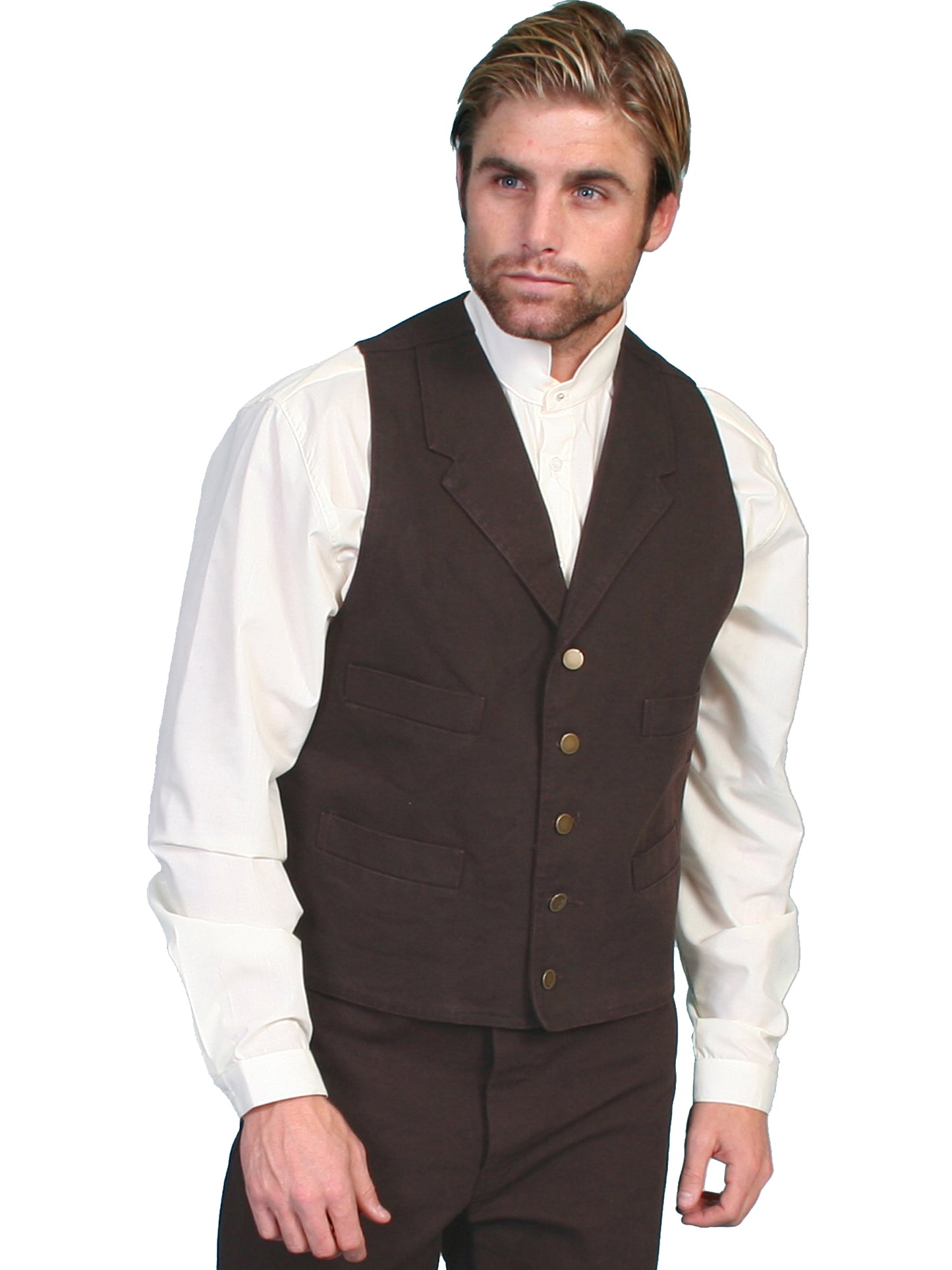 Scully RangeWear Men's Western Canvas Vest in Walnut