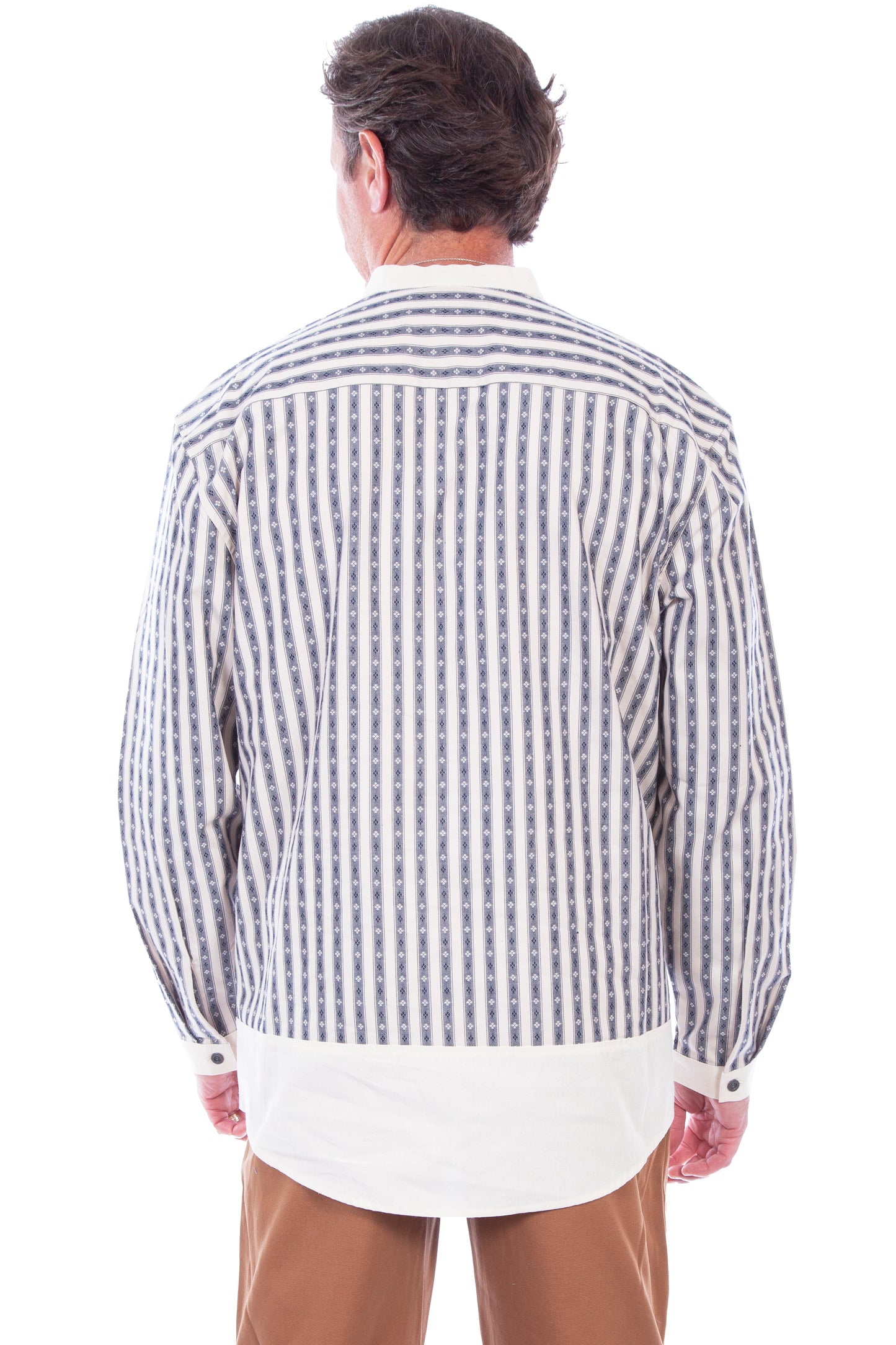 Scully Western Men's Diamond Stripe Shirt in Blue