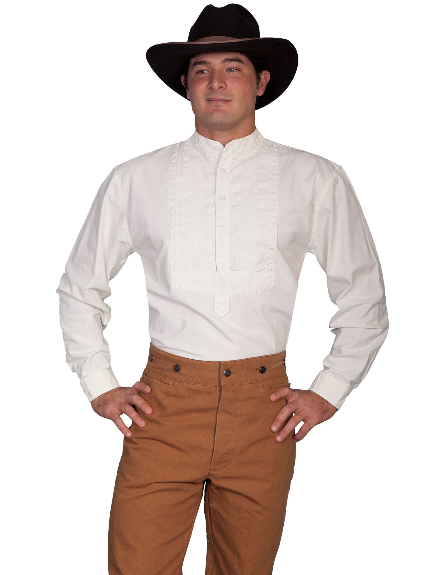 Scully RangeWear Men's Shirt with Paisley Inset Bib in Ivory
