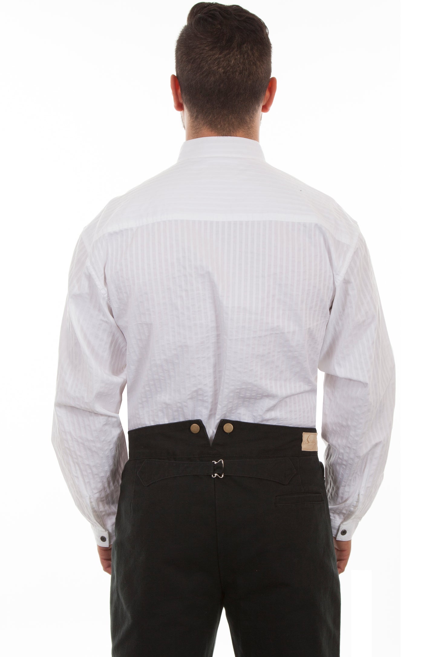Scully Western Men's Button Front Striped Long Sleeve Shirt in White