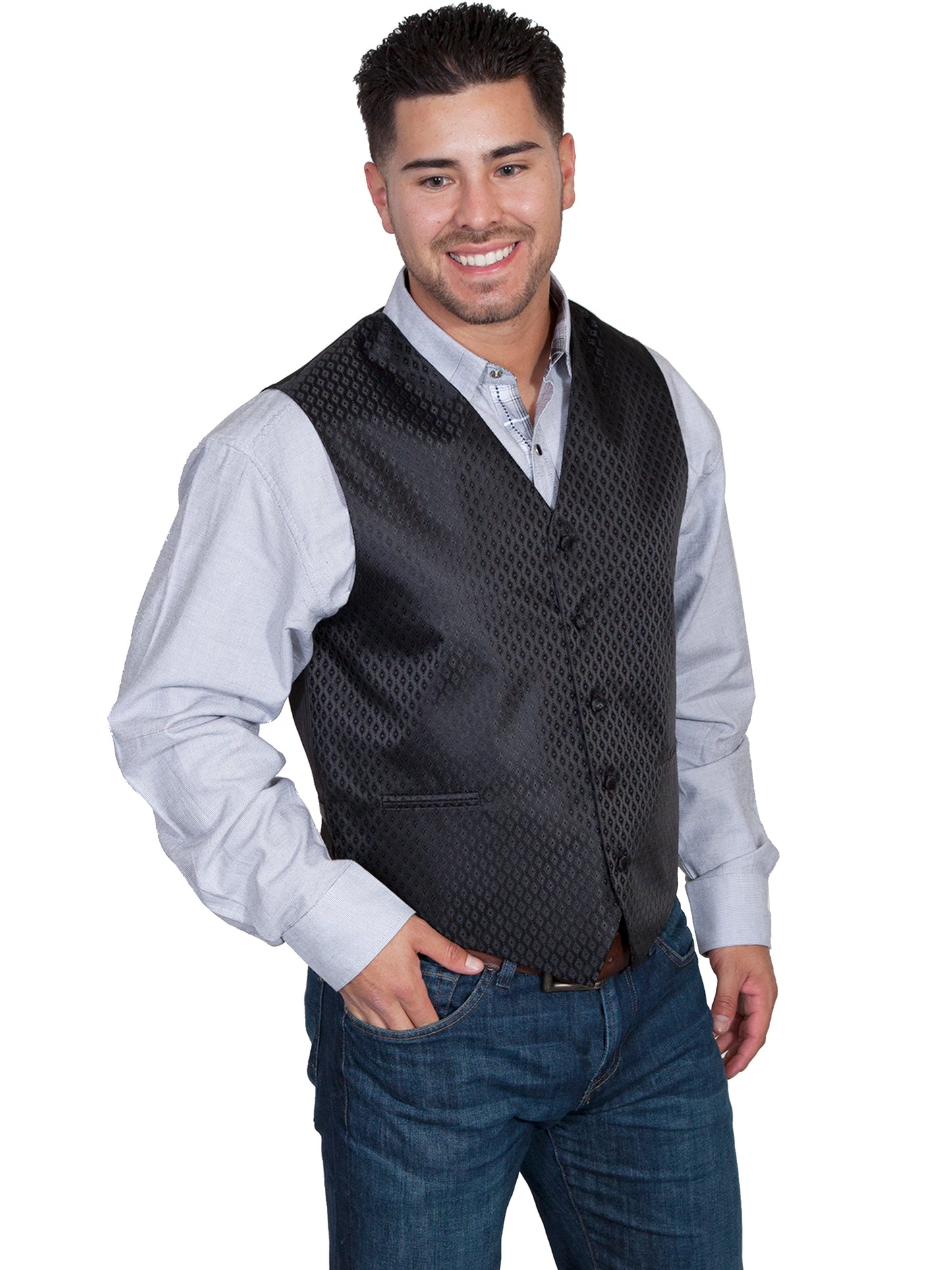 Scully RangeWear Men's No Lapel Diamond Dot Vest in Black