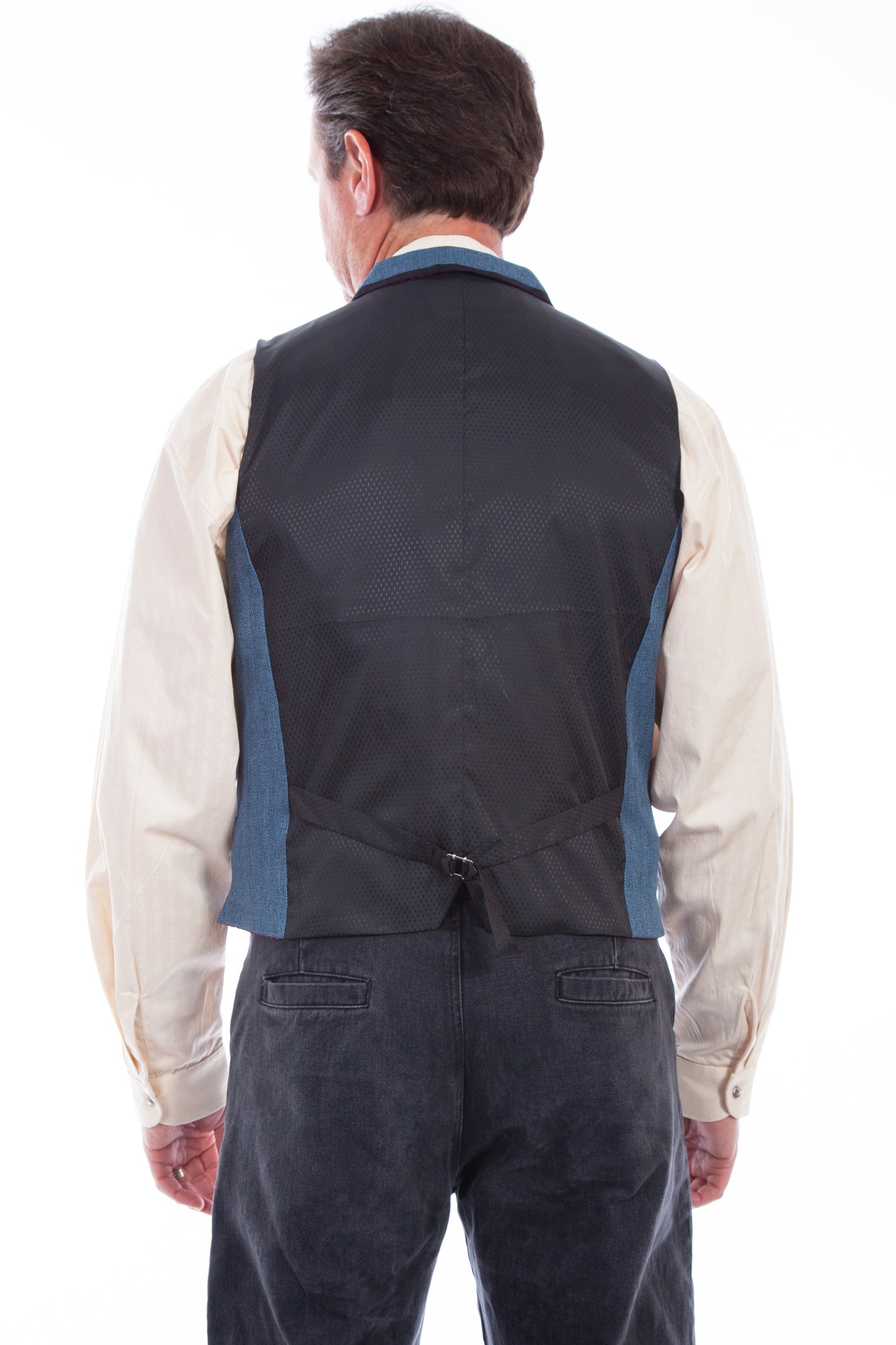 Scully RangeWear Men's Herringbone Point Bottom Vest in Blue