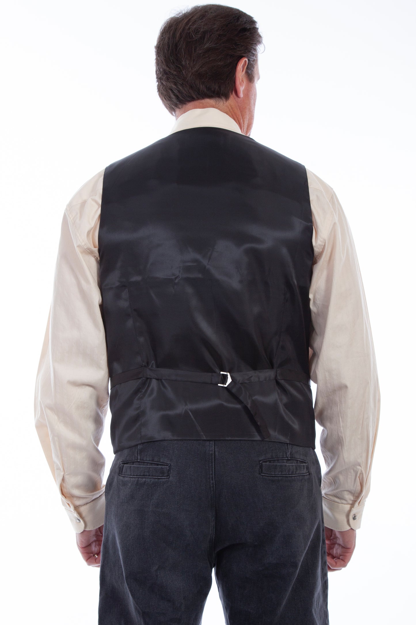 Scully RangeWear Men's Mini Herringbone Double Breasted Vest in Grey