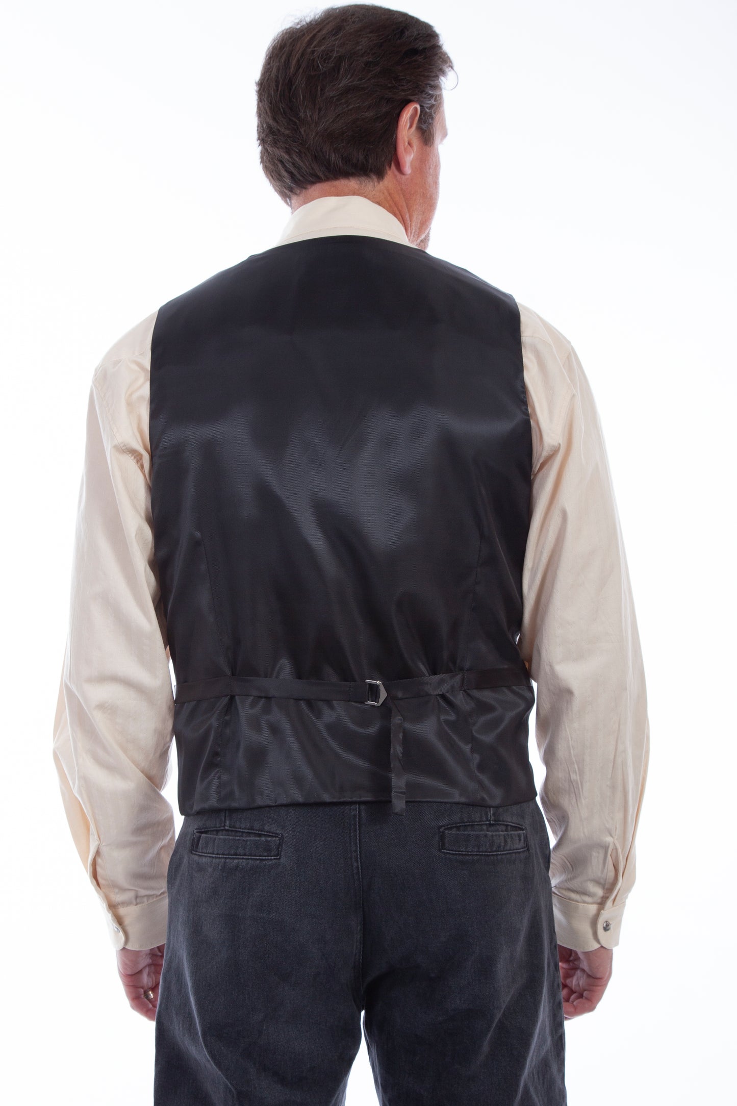 Scully RangeWear Men's Mini Herringbone Double Breasted Vest in Light Grey