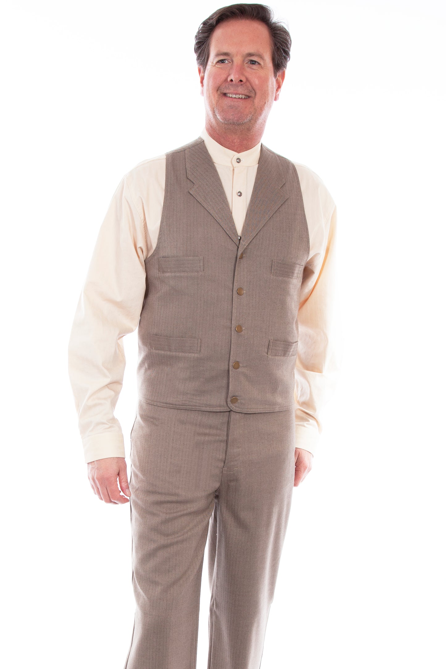 Scully Men's Herringbone Vest in Brown