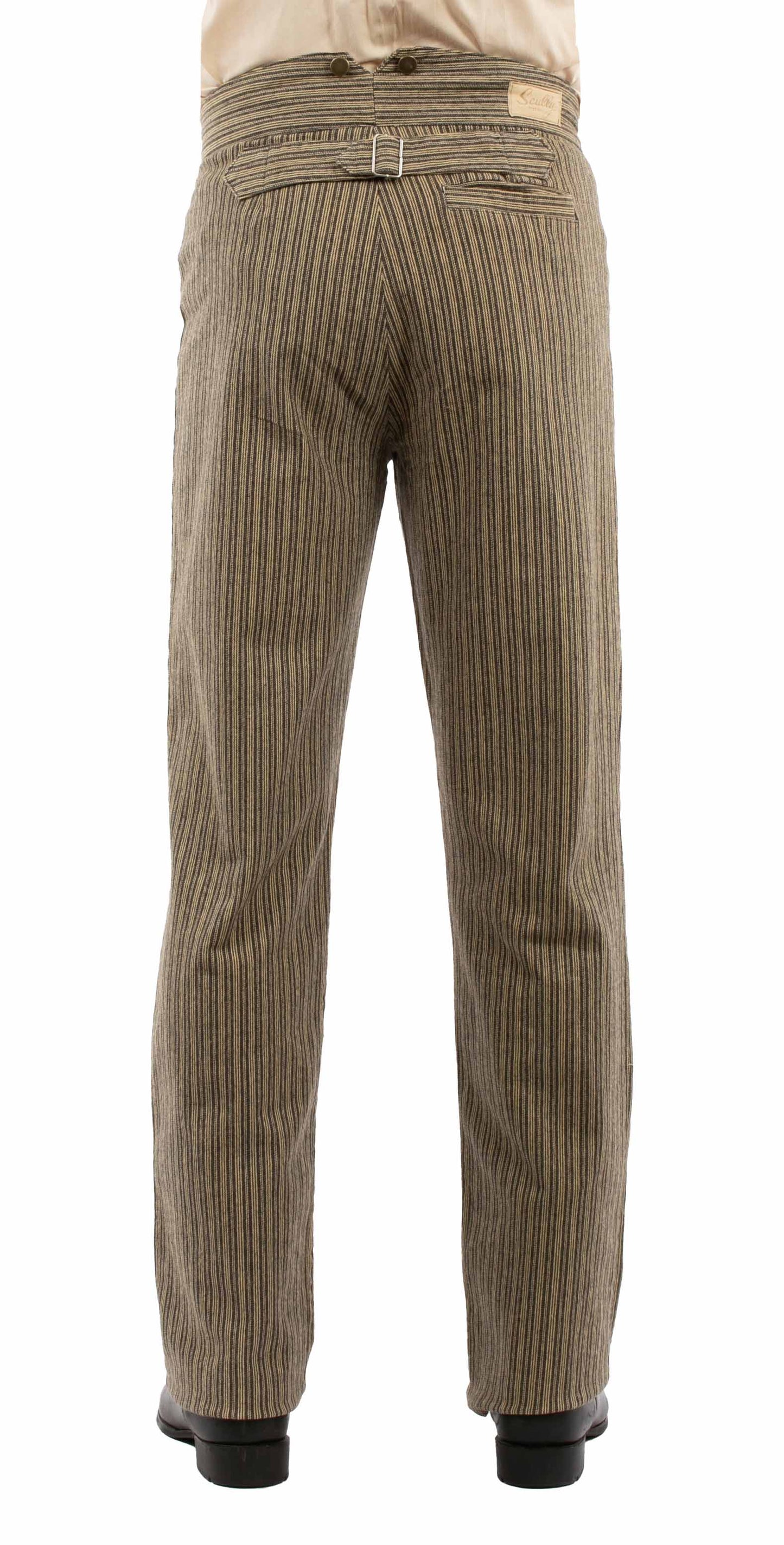 Scully Western Men's Rail Stripe Pant in Taupe