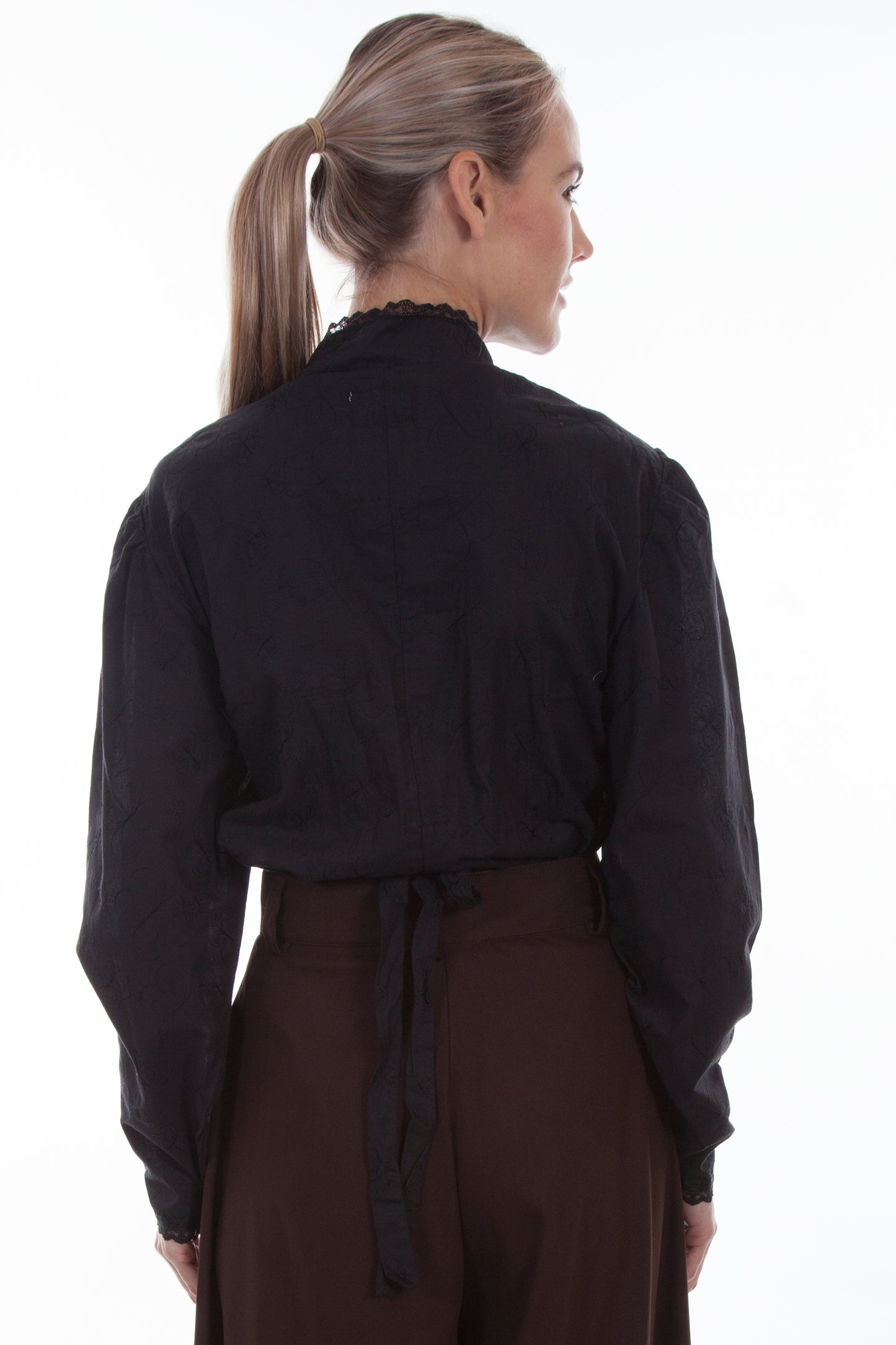 Scully Women's Embroidered Floral Blouse in Black