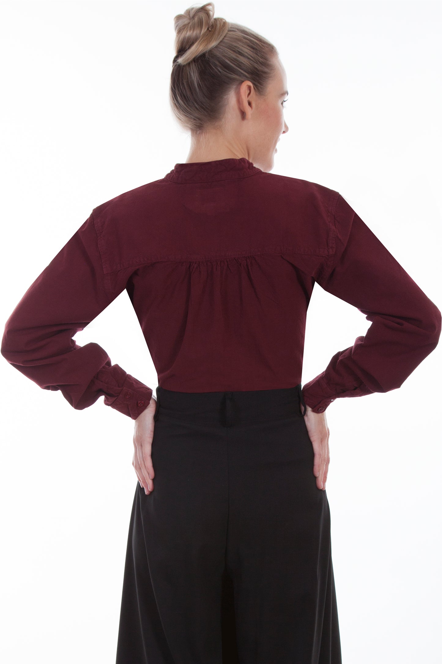 Scully RangeWear Women's Paisley Bib Front Blouse in Burgundy Paisley