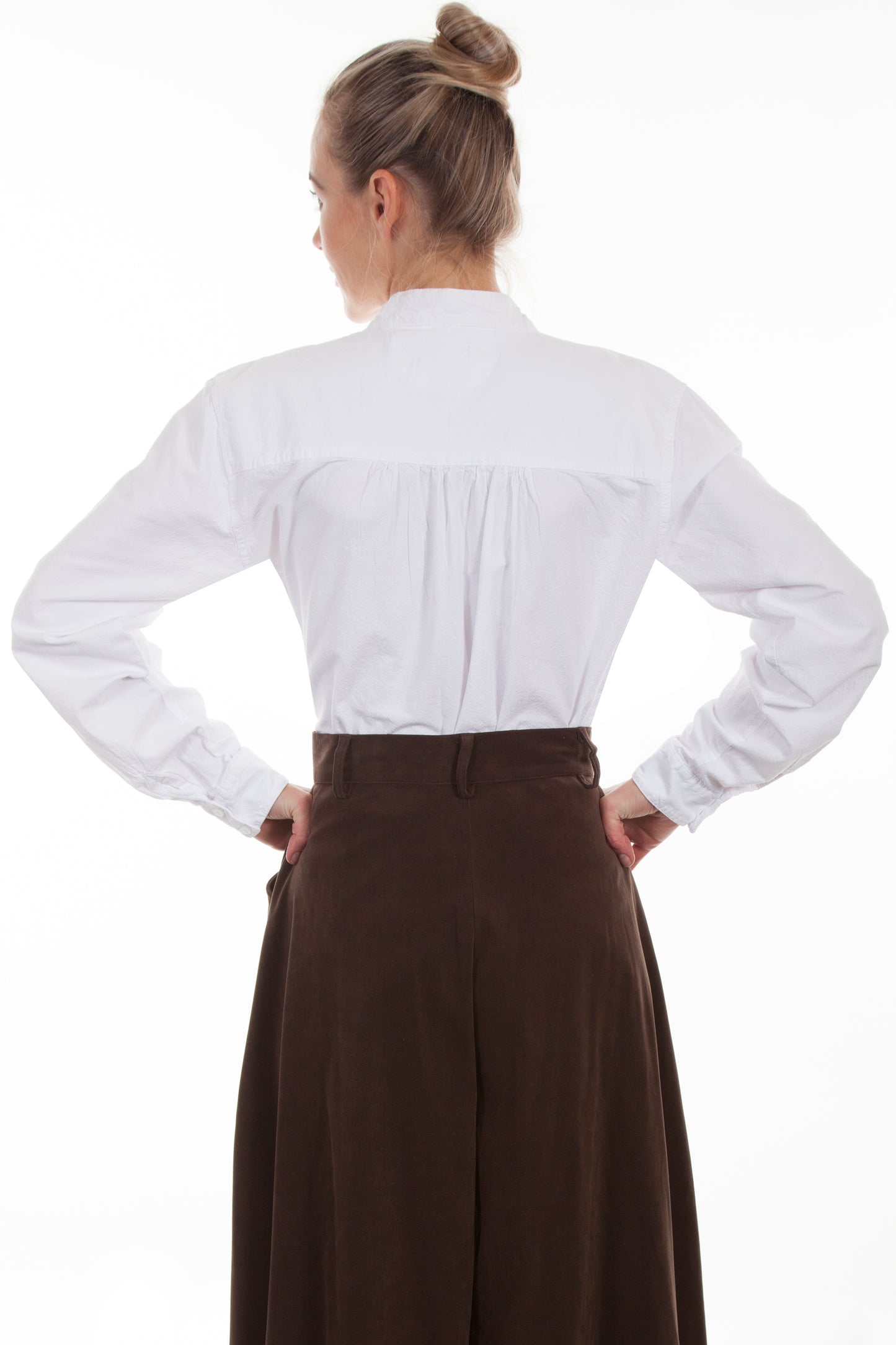 Scully RangeWear Women's Paisley Bib Front Blouse in Burgundy in White