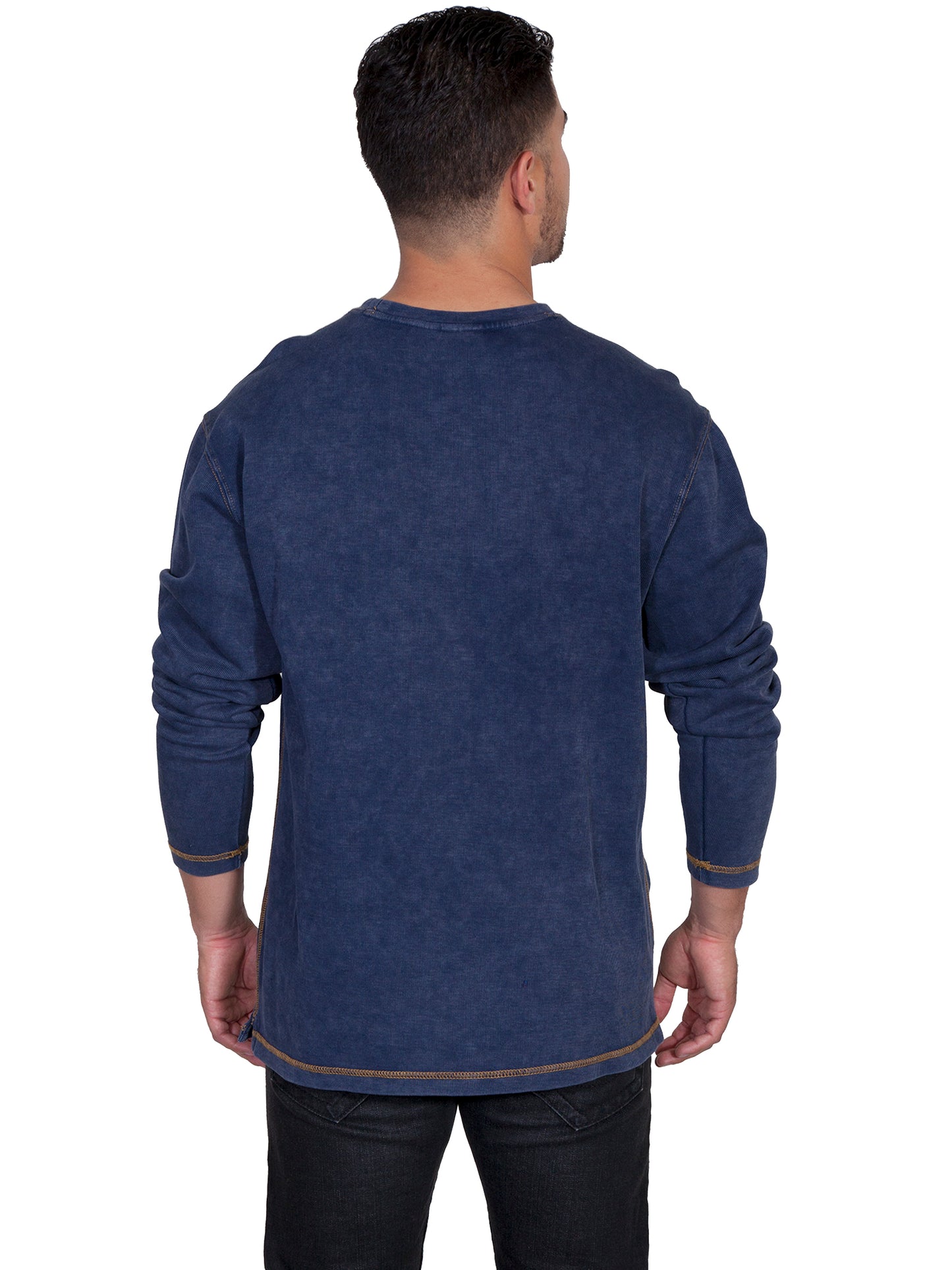 Scully Men's Long Sleeve Rib Knit Shirt in Navy