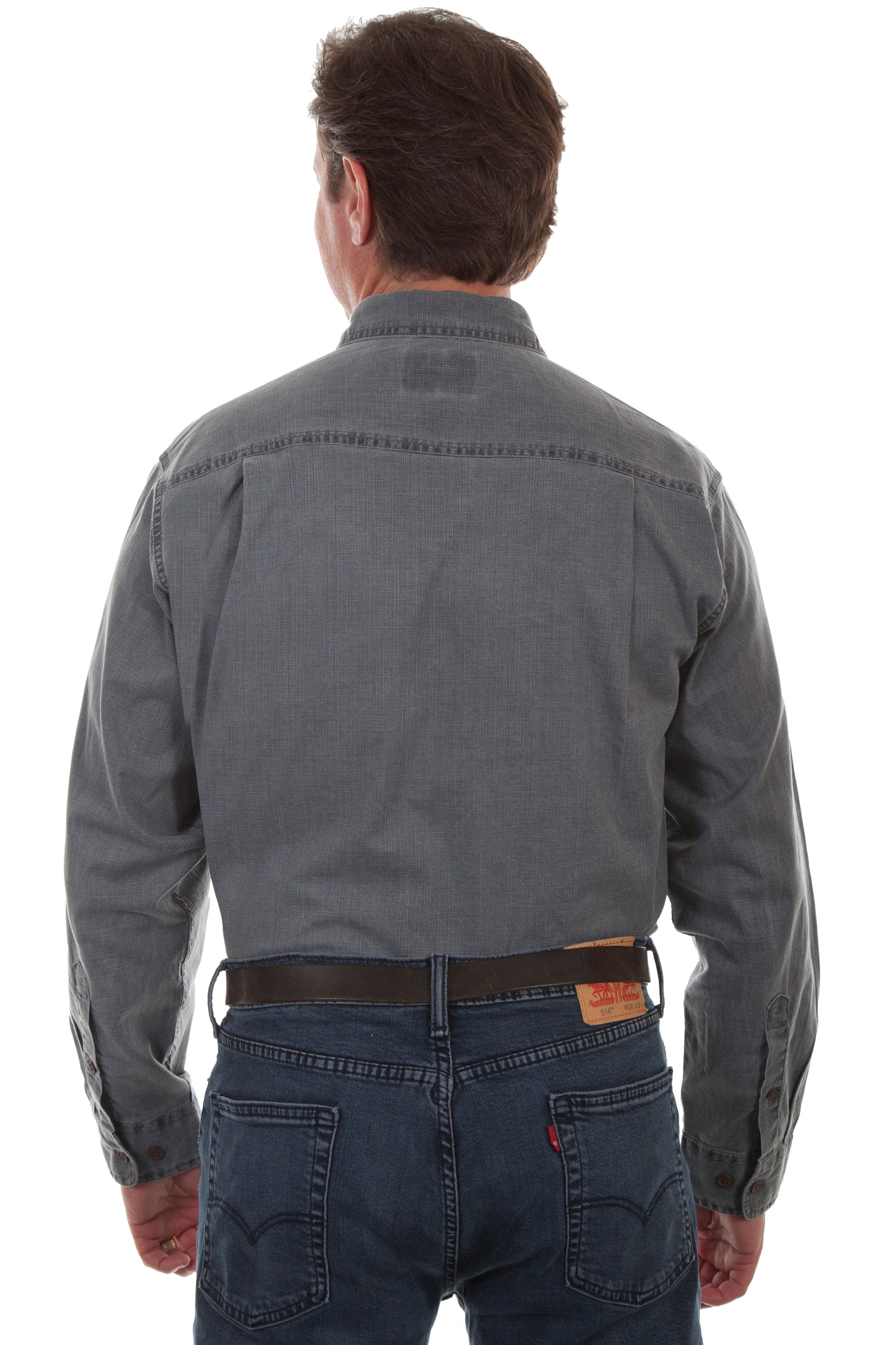 Scully Men's Vintage Cotton Slub Shirt in Charcoal