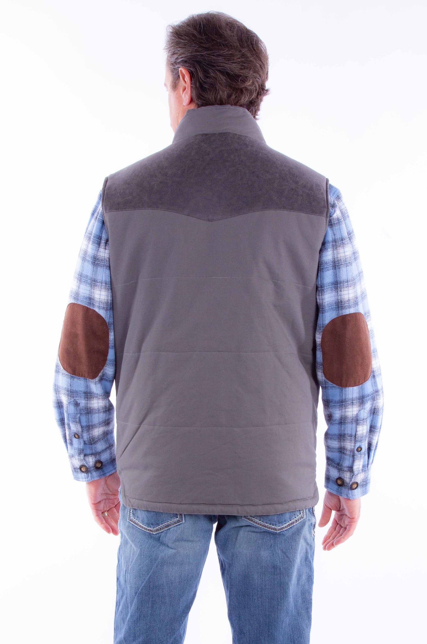Scully Western Men's Canvas Vest with quilted Plaid Lining in Charcoal