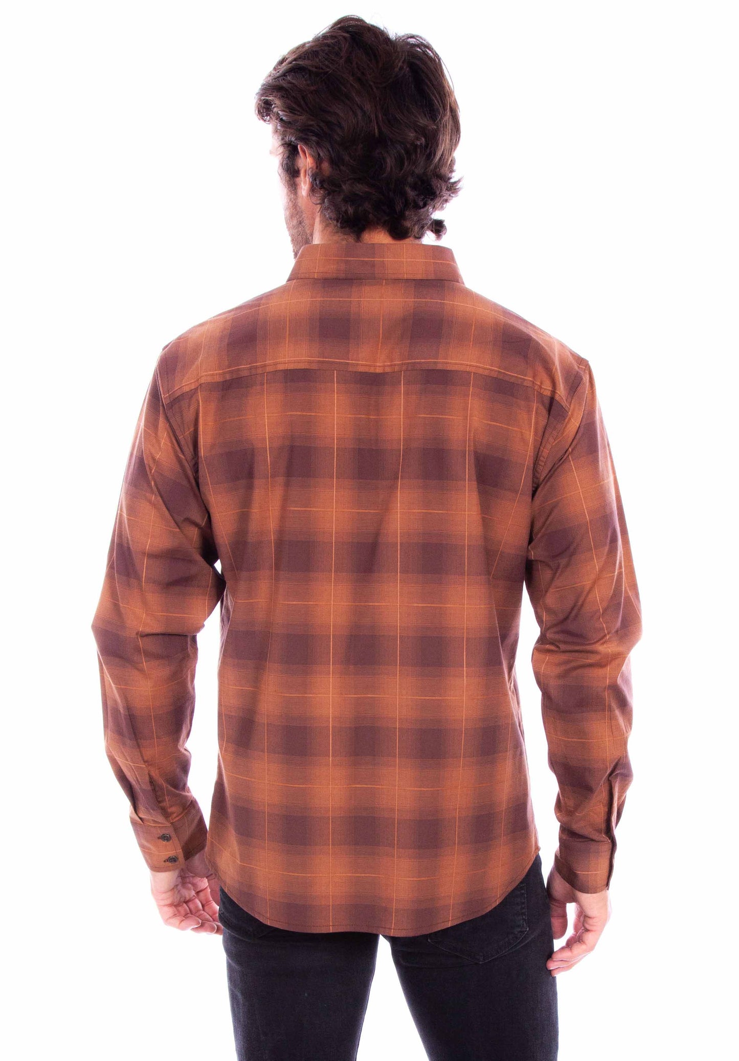 Scully Men's Worn Out's Long Sleeve Plaid Shirt in Brown
