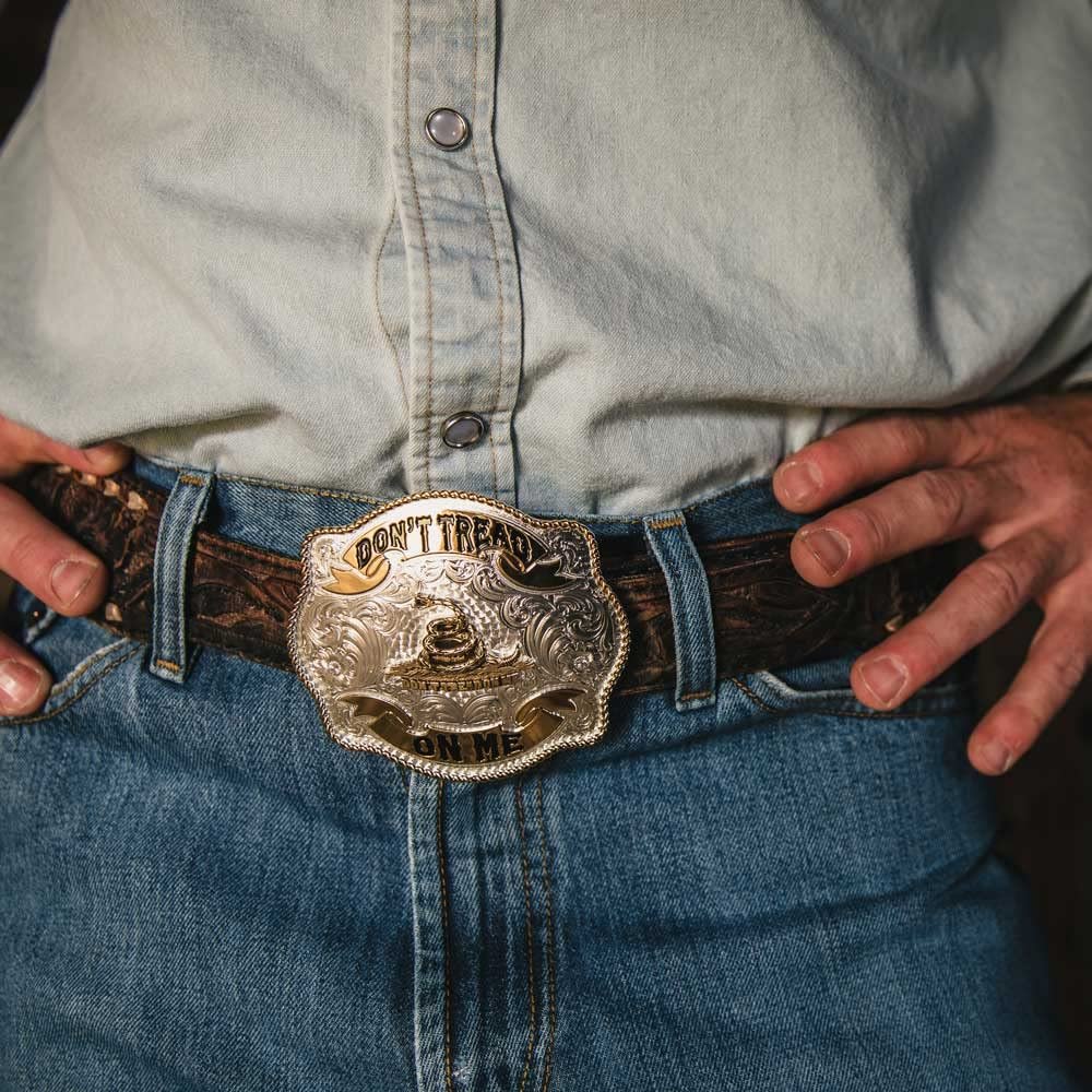Montana Silversmiths Unisex Two-Tone Don't Tread On Me Scalloped Buckle Silver One Size