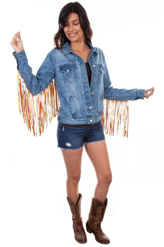 Scully Women's Western Jean Fringe Jacket