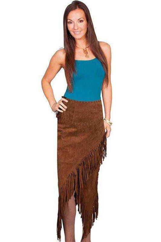 Scully Women's Suede Leather Fringe Skirt - Cinnamon