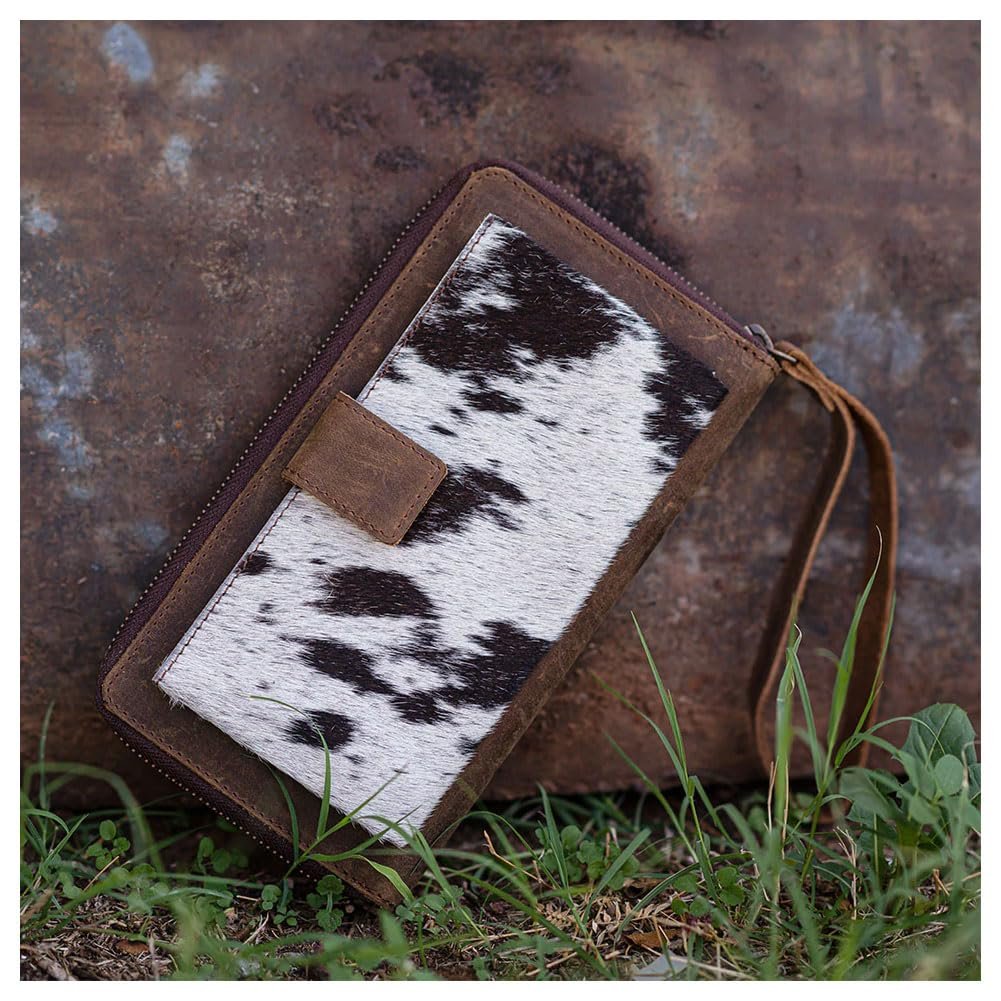 STS Ranchwear Womens Bentley Distressed Brown Cowhide Zip Around Wallet