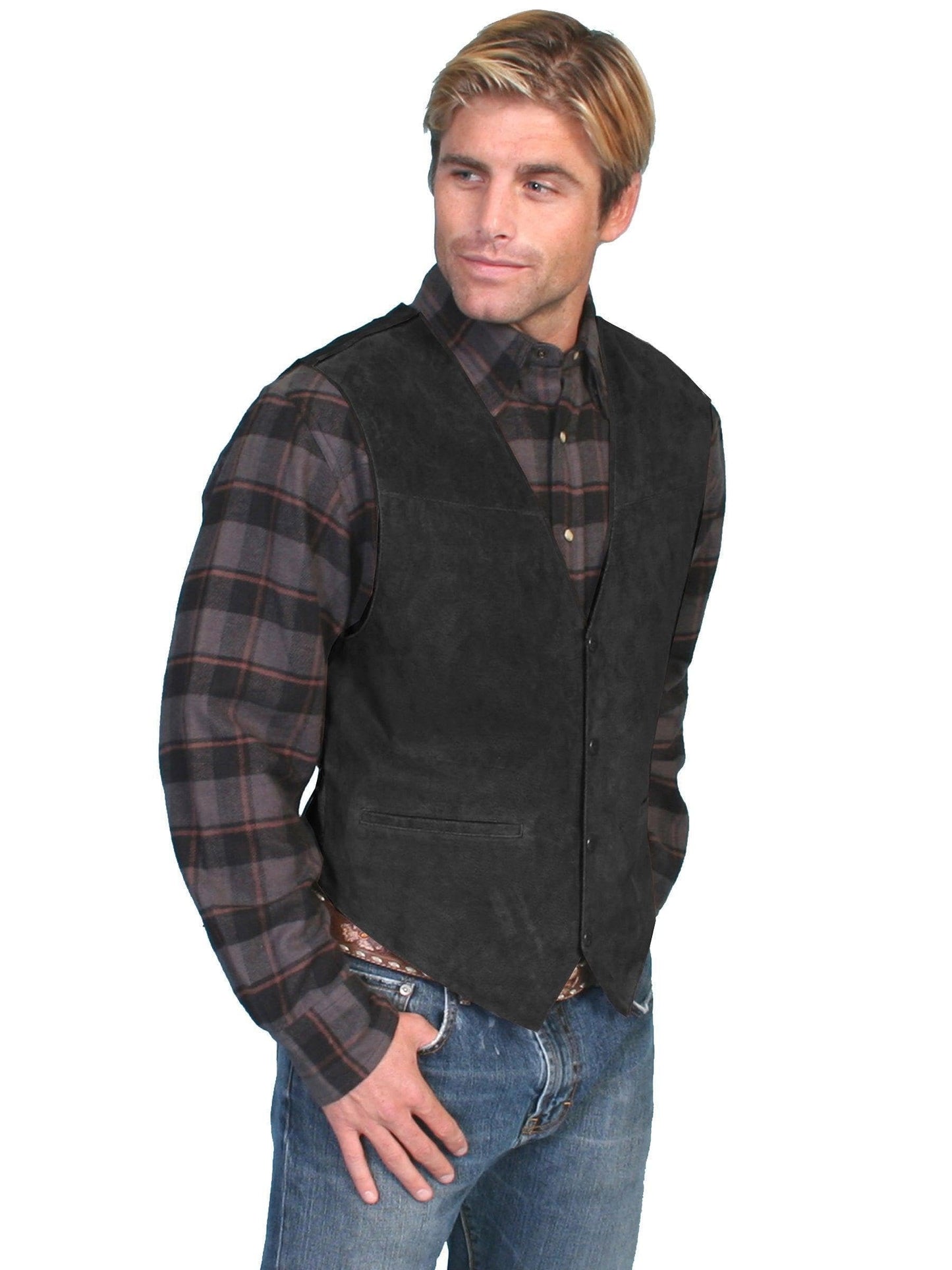 Scully Men's Suede Leather Western Vest - Black