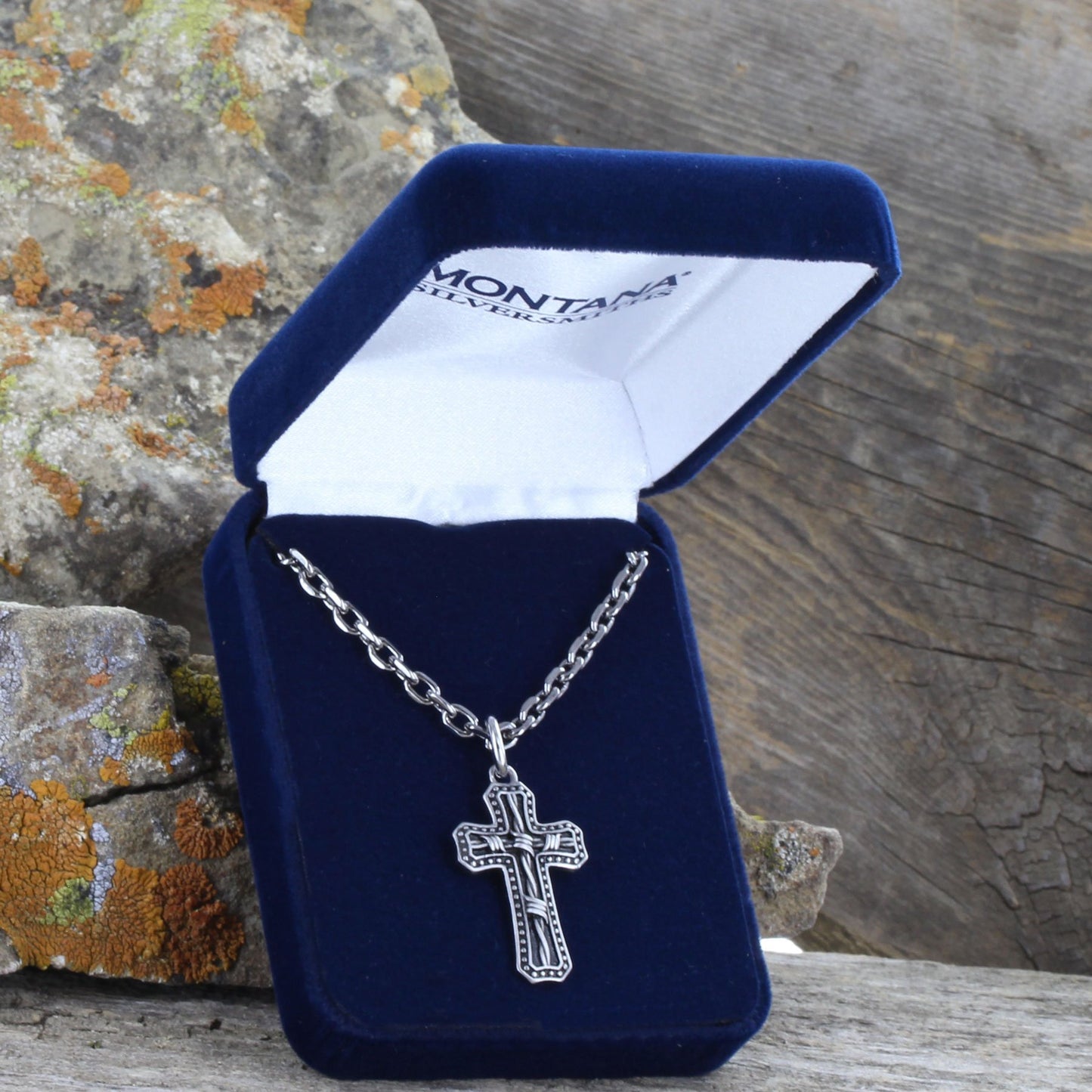 Montana Silversmiths Barbed Wire Cross Necklace - NC3848