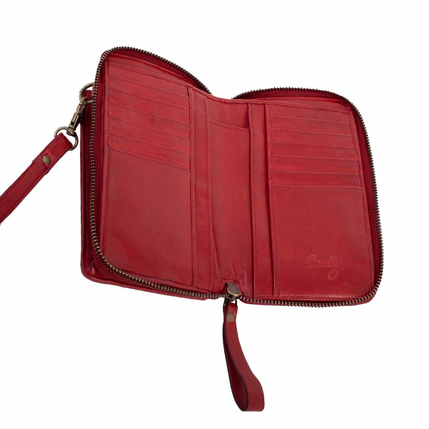 Scully Compact Leather Crossbody Handbag - Red