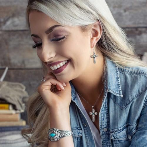 Montana Silversmiths Western Lifestyle Cross Earrings (Faith on Point Turquoise Cross)