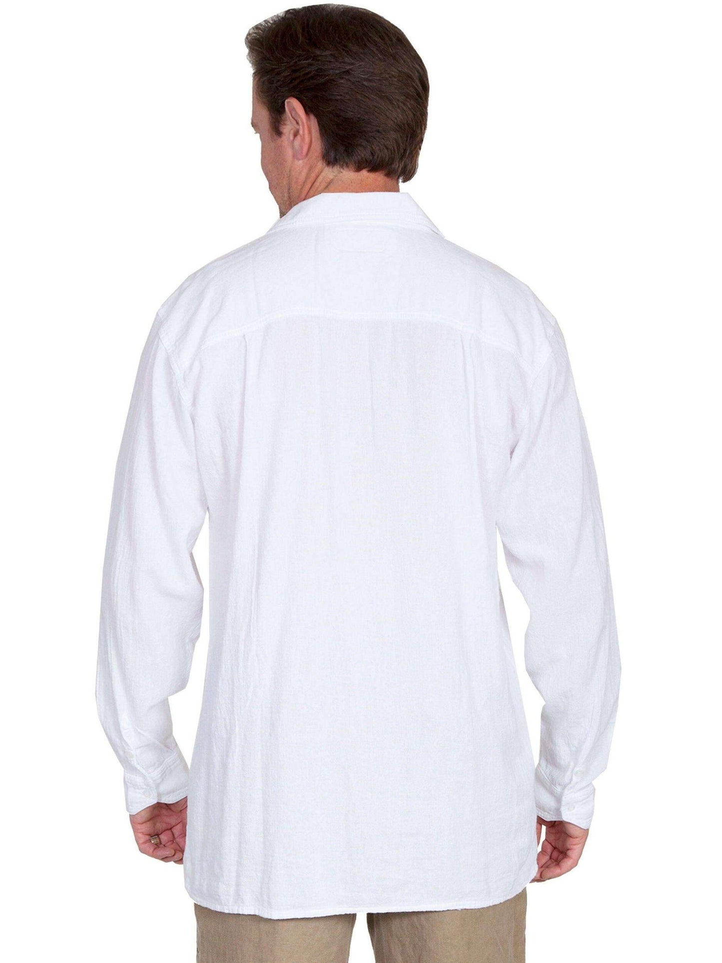 Scully Men's Cantina Lace-Up Long Sleeve Shirt - White